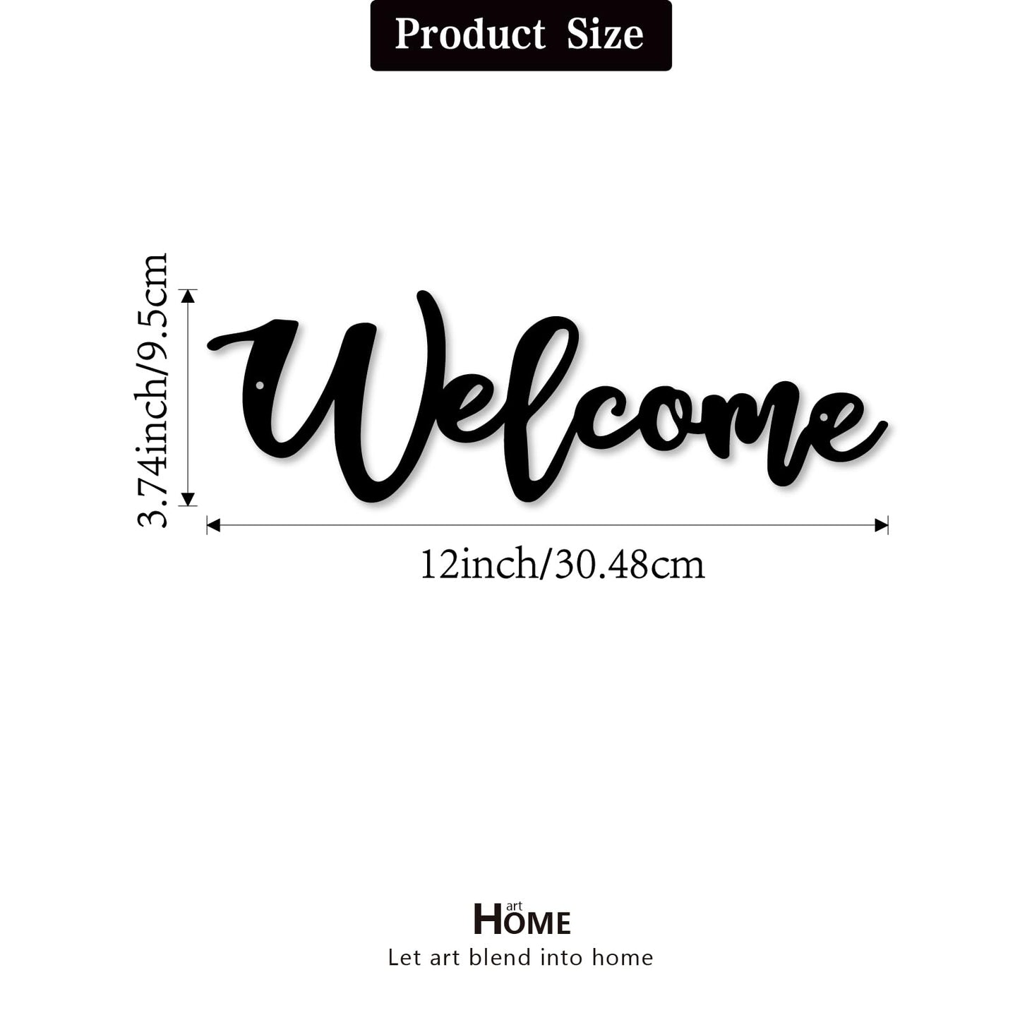 Sanshaoye Welcome Metal Sign, Wall Decor, Home Office Indoor/Outdoor, Gift, Black, 12x9.5 Inches