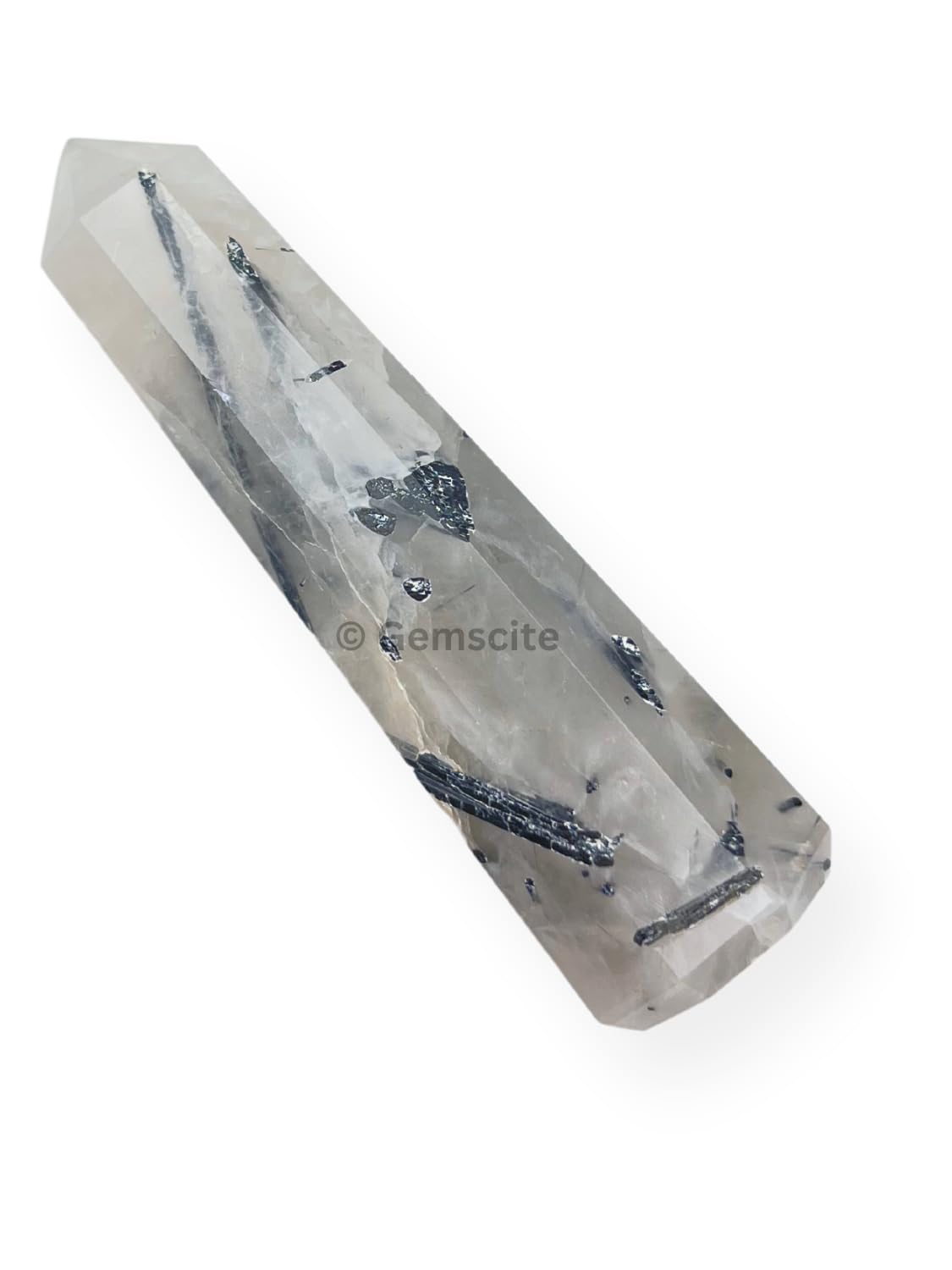 WholesaleGemShop 3 Inch (70 mm) Gemstones Black Rutile Obelisk Tower Jumbo Facet Aura Rock Crystal Natural Polished Earth Wand Spirit
