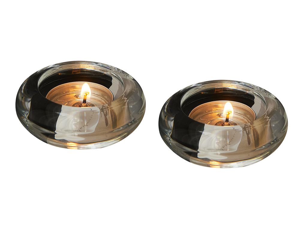 2 Pcsc Tealight Candle Holder - Chunky Glass Votive Candle Holder for Wedding Party & Home Decor (Round)