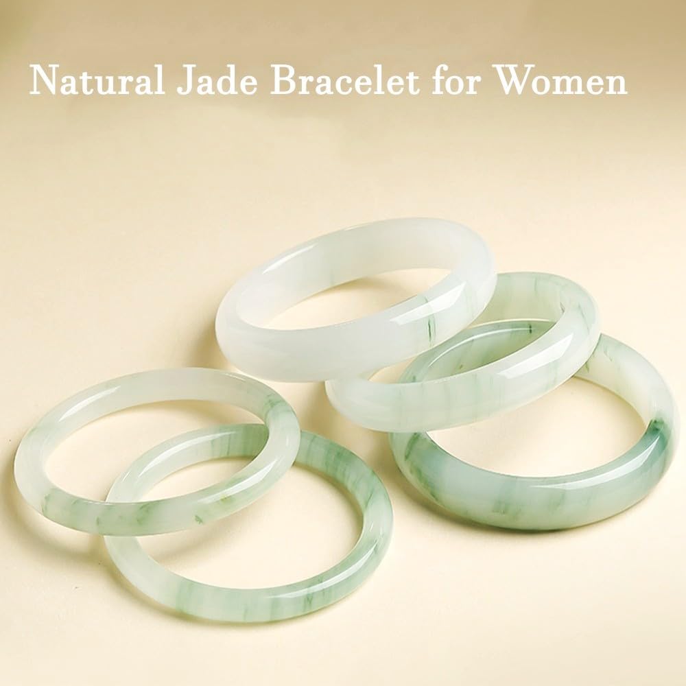 URED Natural Jade Bangle Bracelet For Women Genuine Green Jade Bracelet Good Luck Wealth Feng Shui Bracelet For Woman Yoga Meditation Mother Birthday Gift(TScui1, 62-63mm)