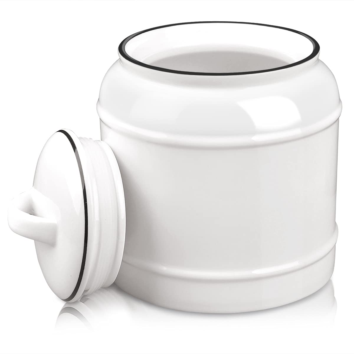 COCOYA 9cup/72oz Ceramic Jar for Dry Food Storage Containers, Airtight Cookie Jar with Lids, Porcelain Ceramic Canister for Kitchen Countertop Pantry Farmhouse Store Flour Sugar Bean Candy (White)