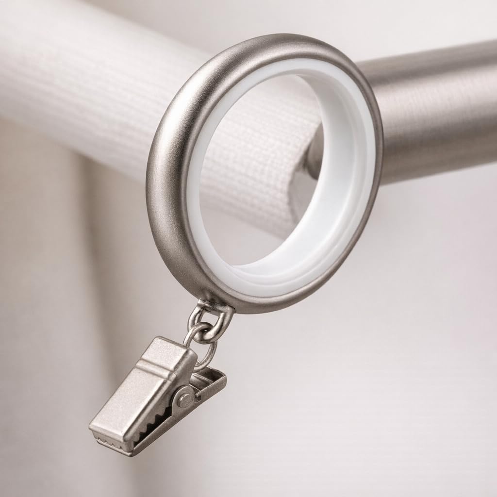 Valeri Home – Premium Curtain Rings, Matte Nickel Finish, 20-Pack