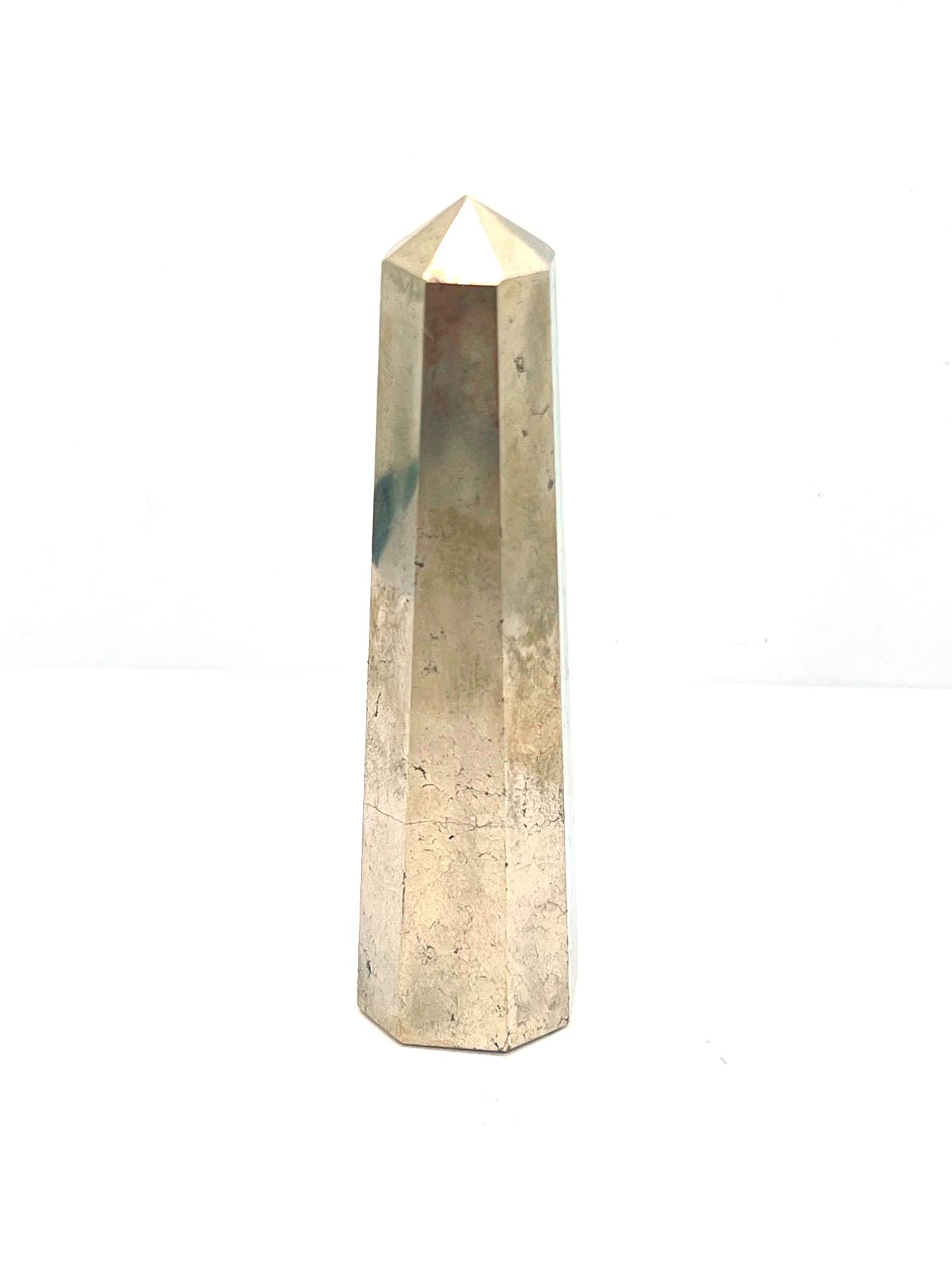 WholesaleGemShop 3 Inch Gemstones PYRITE Obelisk Tower Jumbo Facet Aura Rock Crystal Natural Polished Earth Wand Spirit