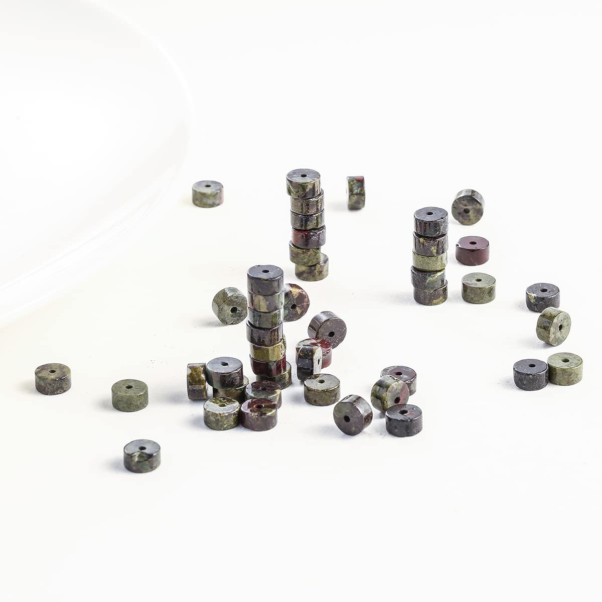 Natural Dragon Blood Stone Spacer Beads 6x3mm 38cm/str Flat Round Loose Semi Gemstone Caps for Making Bracelets Necklace