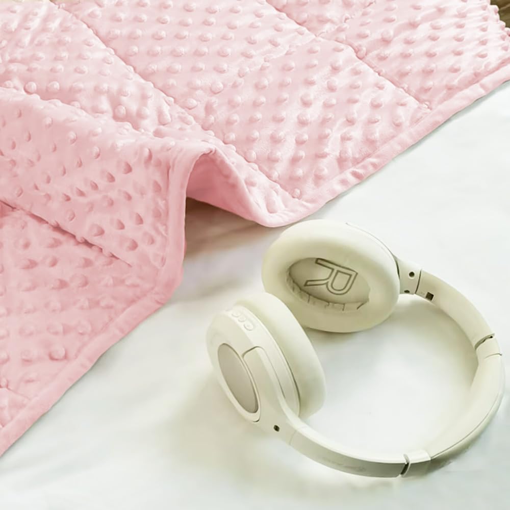 ALANSMA Reversible Weighted Blanket for All Season, Luxury Velvet, Warm and Cool, Adult Kids 5Lb Weighted Blanket, Enjoy Sleeping Anywhere(Pink,36"x48" 5lbs)
