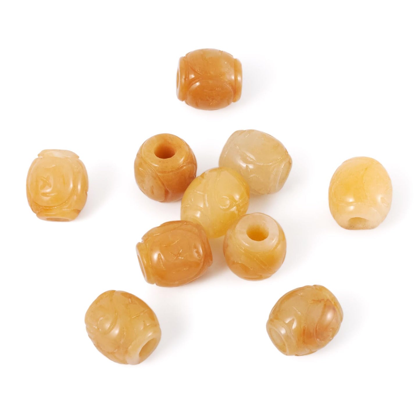 Fashewelry 10pcs Large 4mm Hole Barrel Stone Beads 14x13mm Natural Dyed Myanmar Jade Spacer Bead Silde Charms Fit for European Bracelet Snake Chain Necklace Making