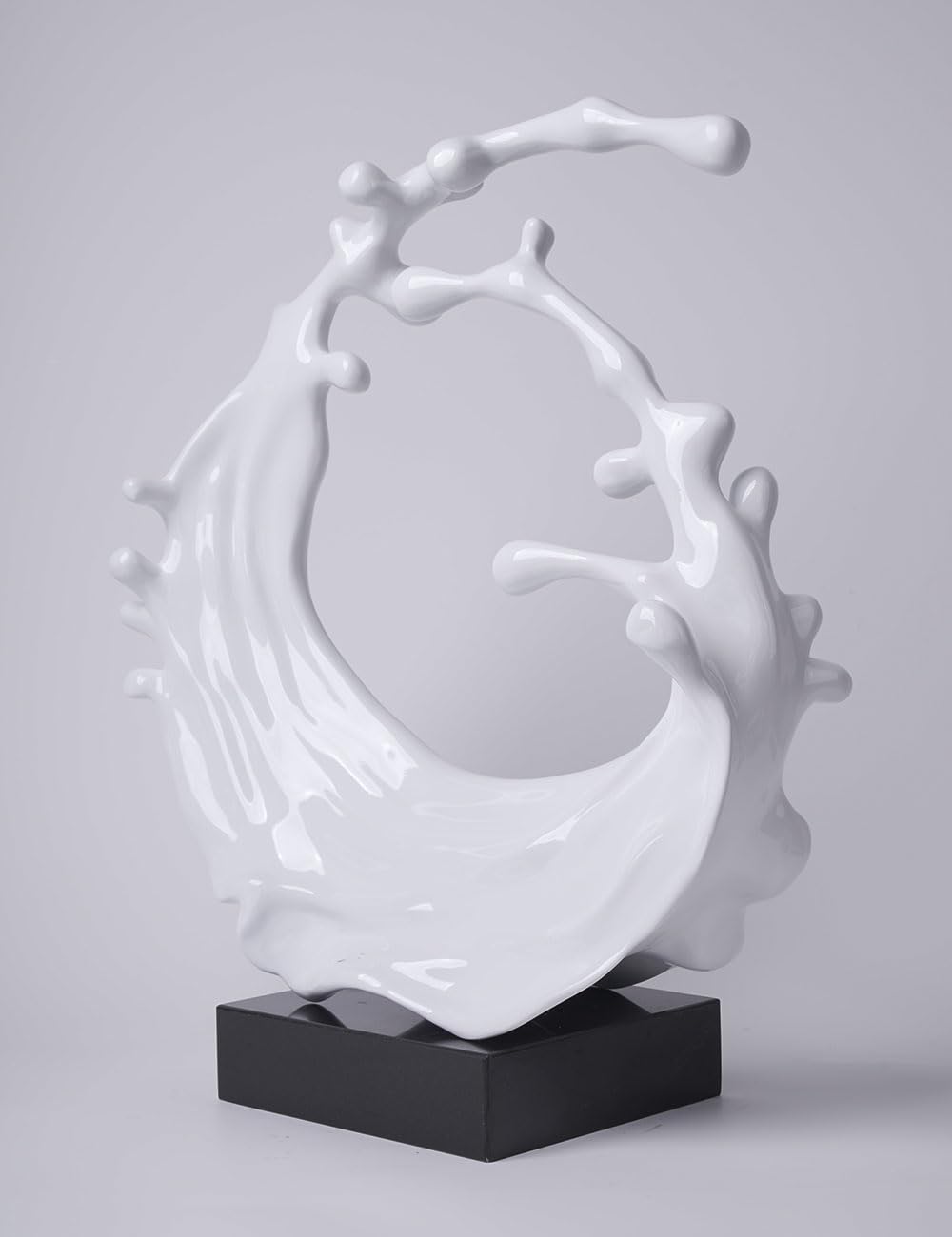 NENBOLEC Abstract Sculpture Decor Modern Art Gift Sea Wave Figurine Table Centerpiece Statue for Living Room Bedroom Office White 16.5 Inch