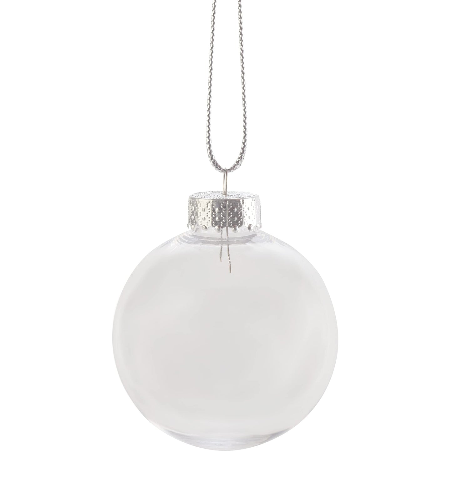 Creative Hobbies® - Bulk Value Pack of 25 pcs - 67mm (2-5/8 Inch) Round Clear Plastic Ball Ornaments - Great for Crafting DIY Christmas Ornaments