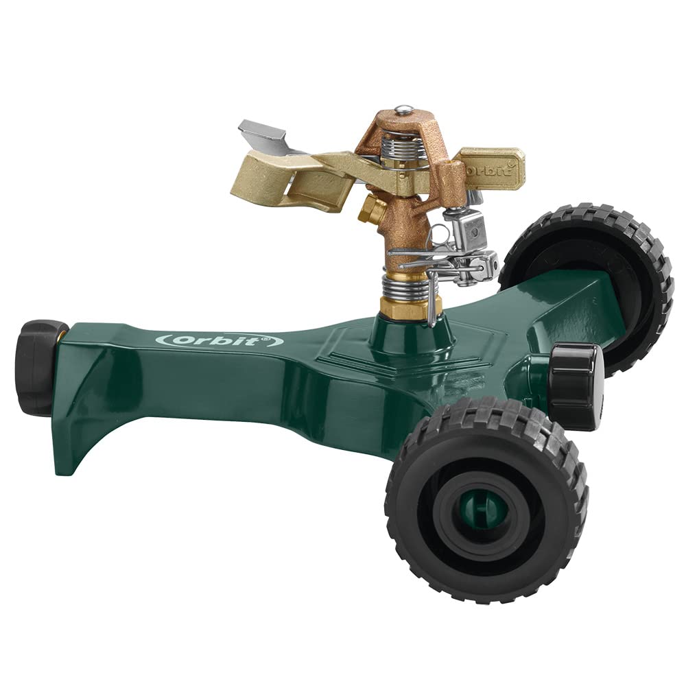 Orbit 56186N Lawn and Garden 1/2-Inch Brass Impact Sprinkler with Metal Wheel Base