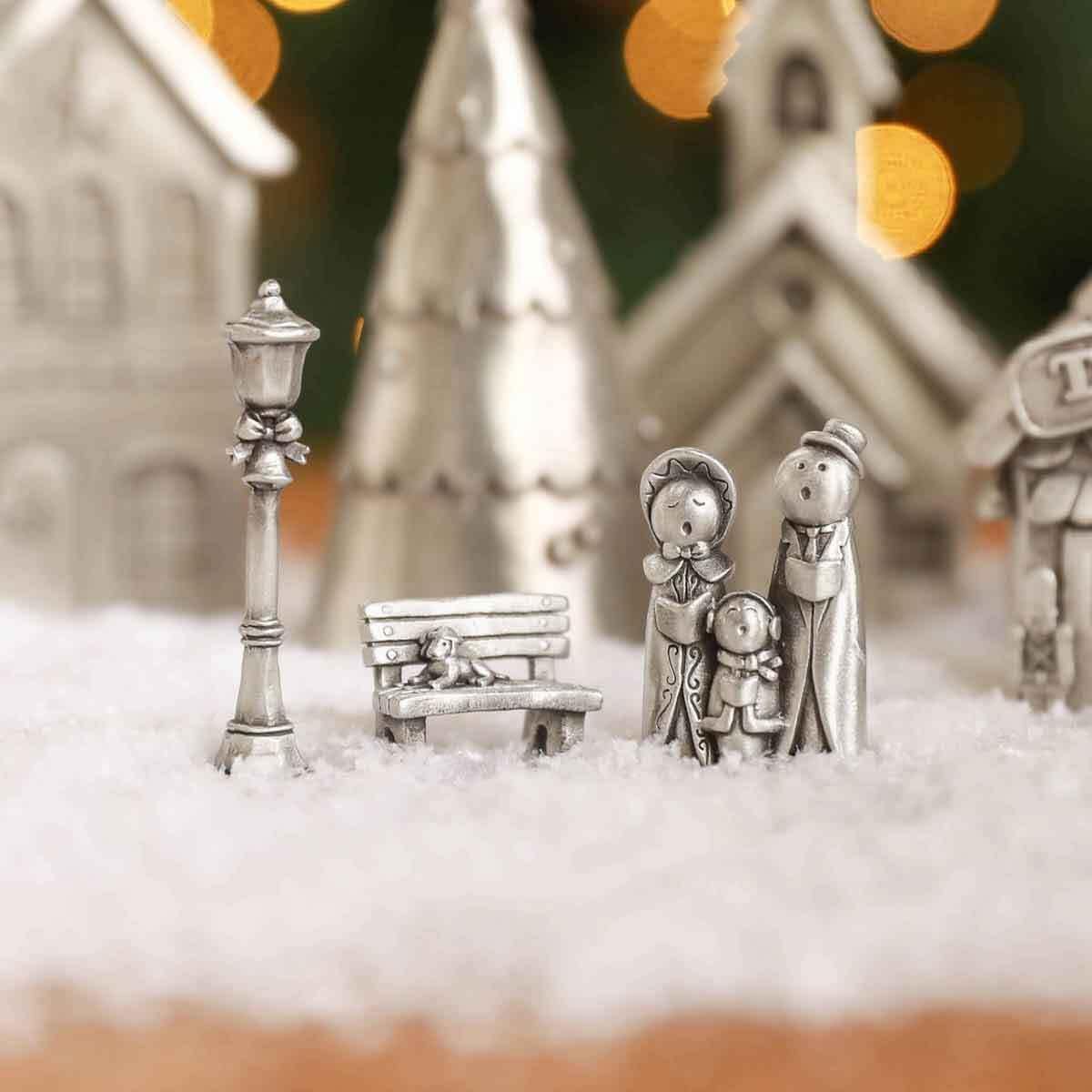LISA LEONARD DESIGNS Pewter Carolers Christmas Village Collection Christmas Miniature, Festive Village Set Decorations Christian Gift Nativity Scene Add-On for Home