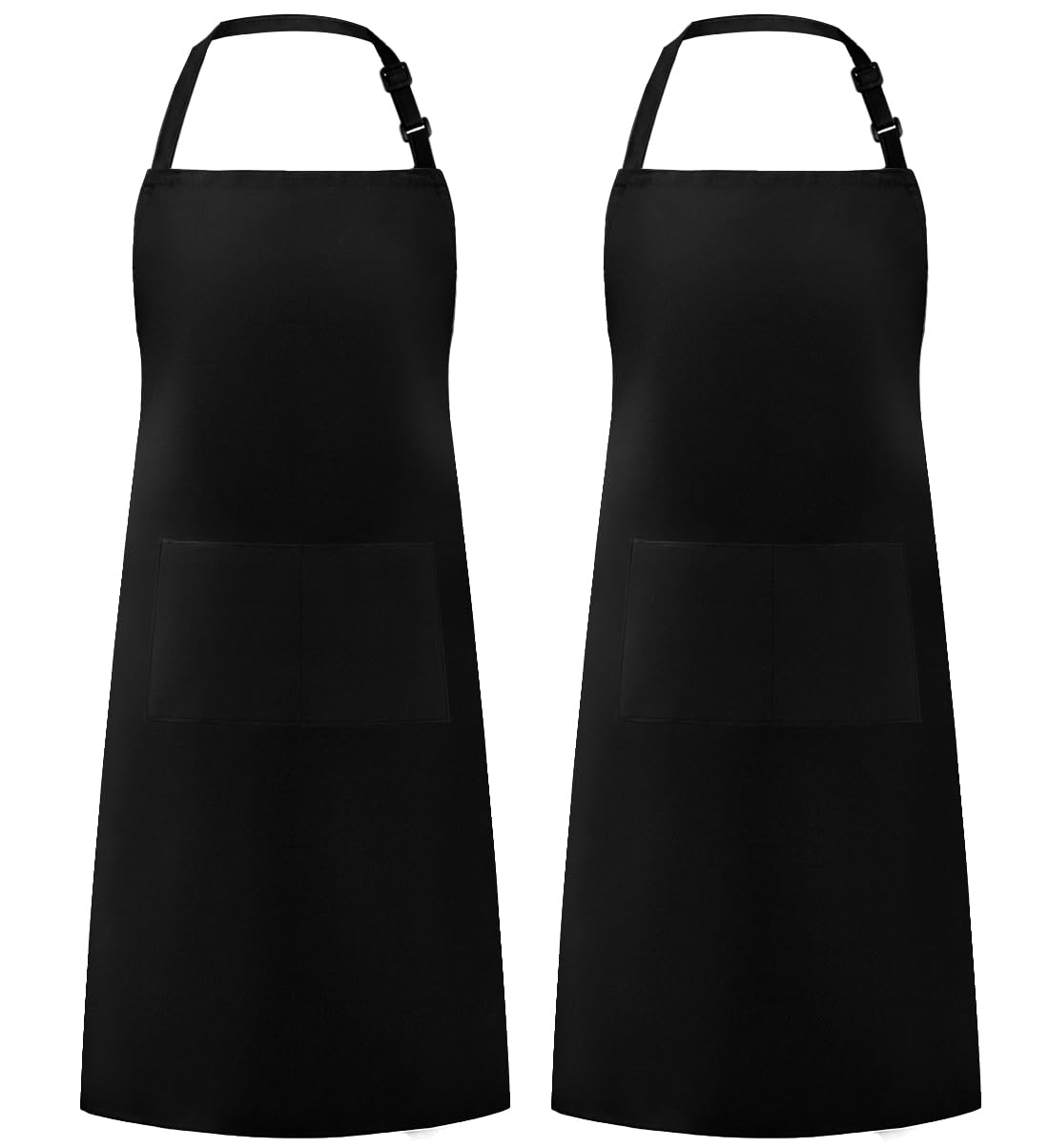 Syntus Adjustable Bib Apron with 2 Pockets Cooking Kitchen Aprons for Women Men Chef, Basic Black 2 Polyester