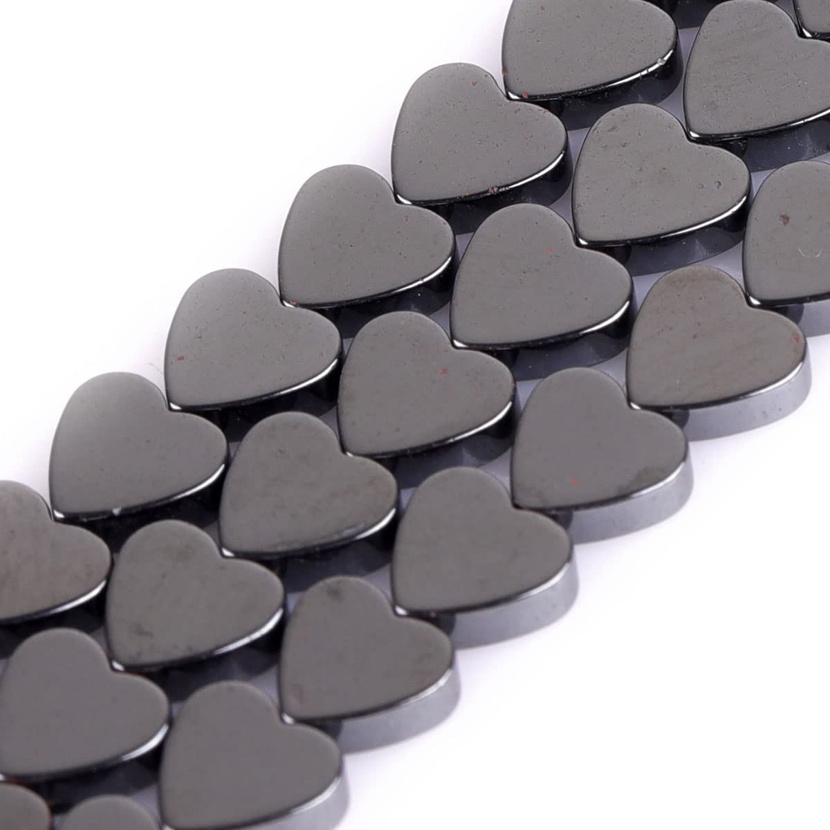 HAAMIIQII 50pcs 8mm Natural Black Hematite Loose Gemstone Beads Heart Shape Spacer Stone Beads for Jewelry Making DIY Bracelets Necklaces Crafting