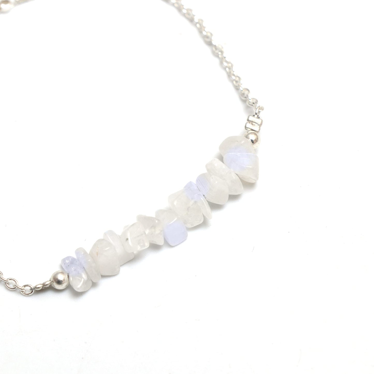 Gempires Natural Gemstone Chip Bar Bracelet for Women, Crystal Healing Bracelet, Multiple Gemstone Options, Adjustable Yellow Gold Plated Chain (7” + 1” Extender), Dainty Stackable Jewelry Gift for Her (Moonstone)
