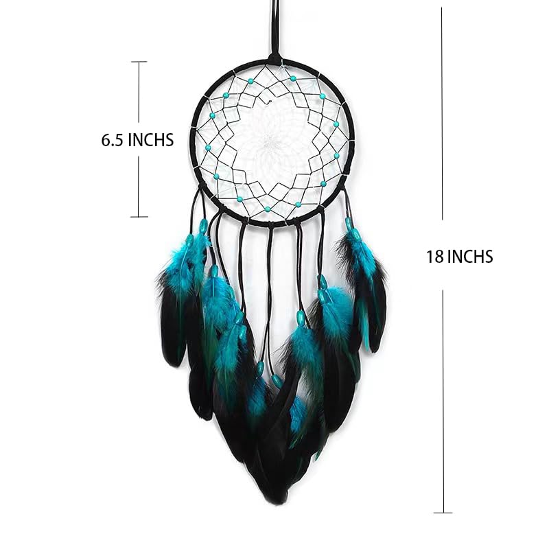 PWYXSA Dream Catcher Handmade Blue Feather Dreamcatchers Wall Hanging Ornament for Kids Home Decoration Girl Bedroom Craft Gift