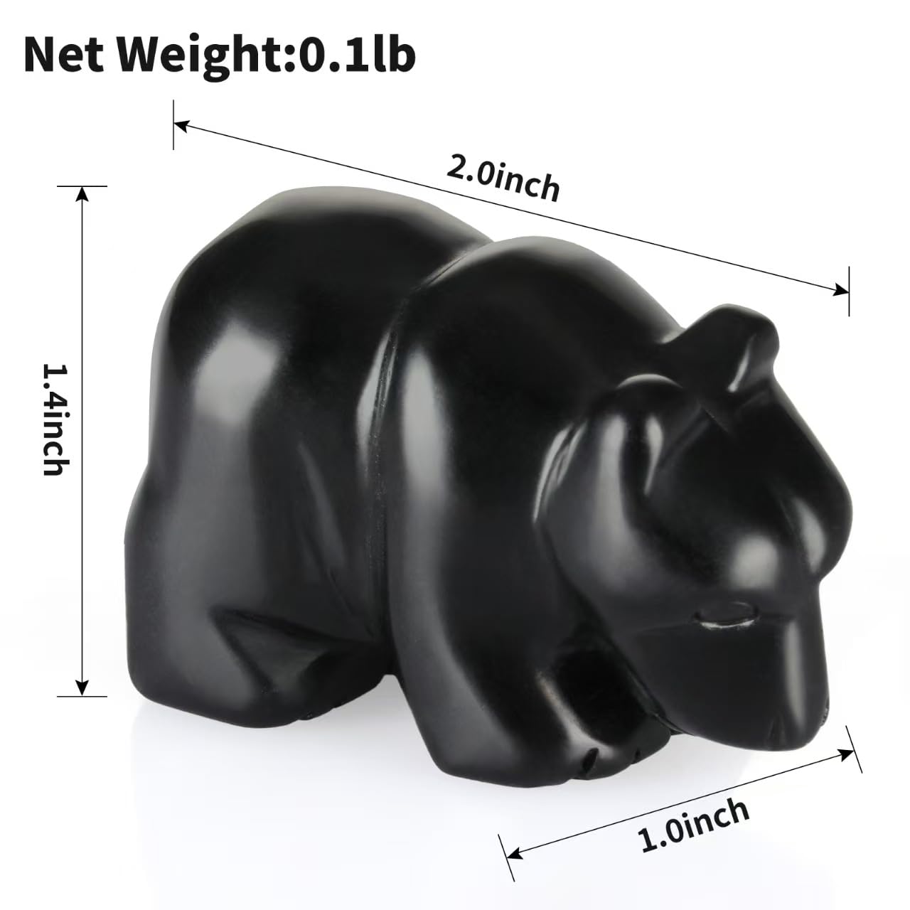 Bosfante 2" Obsidian Crooked Mouth Bear Statue for Strength,Bear Figurine for Courage,Bear Decor for Homes&Offices