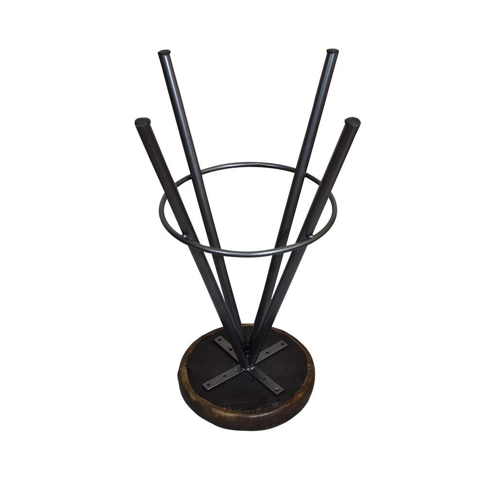 BBH Homes's Handmade Black Brown Round Shaped Iron & Leather Bar Stool 14.96x14.96x31.49 AMBBHBAC9028