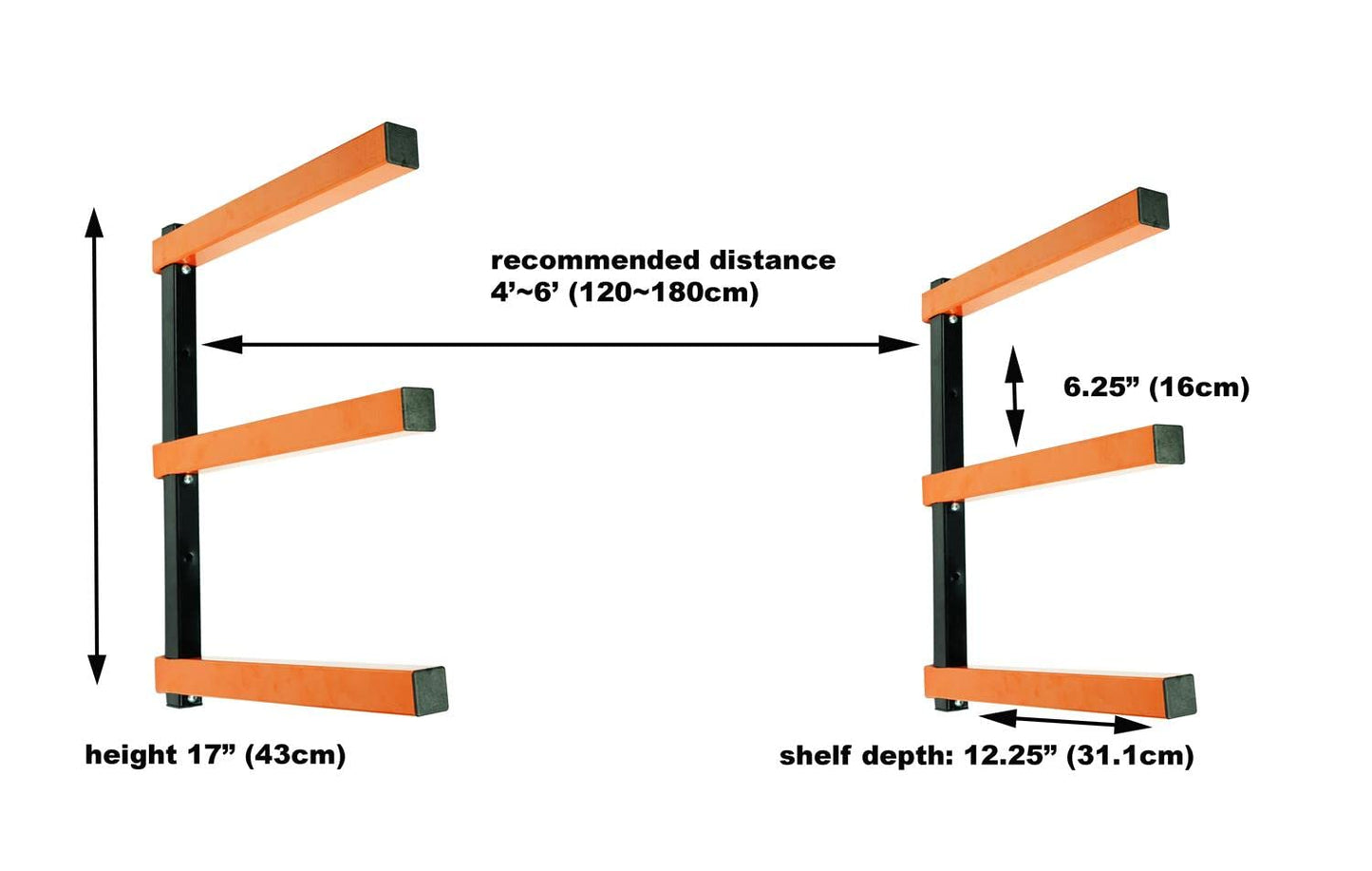KASTFORCE KF1004 Lumber Storage Rack 3-Level System 110lbs per Level with Durable Sheet Metal Screws, Wood Rack
