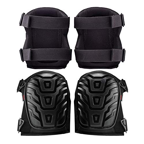 Rockland Guard Work Knee Pads for Men & Women - Professional Heavy Duty Knee Pads for Work in Construction, Flooring, Gardening, Roofing - Protective Gel Cushion Padding, Adjustable via Clip-On Straps