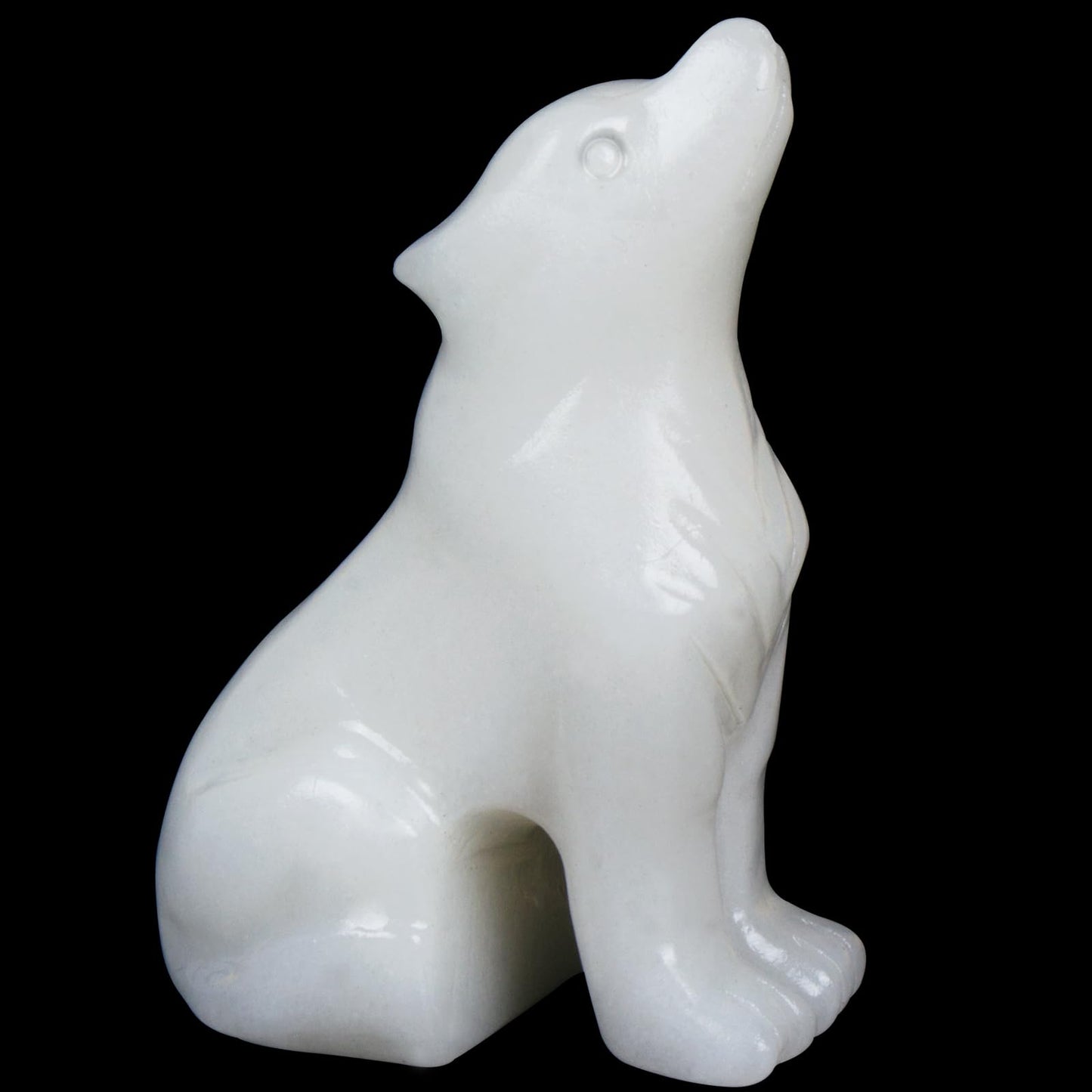 Ytbeoxk 2 Inch White Jade Wolf Crystal Statue Wolf Decor Healing Crystal Wolf Figurines Hand Carved Stone Energy Gemstones for Luck Statue in Home and Office Meditation