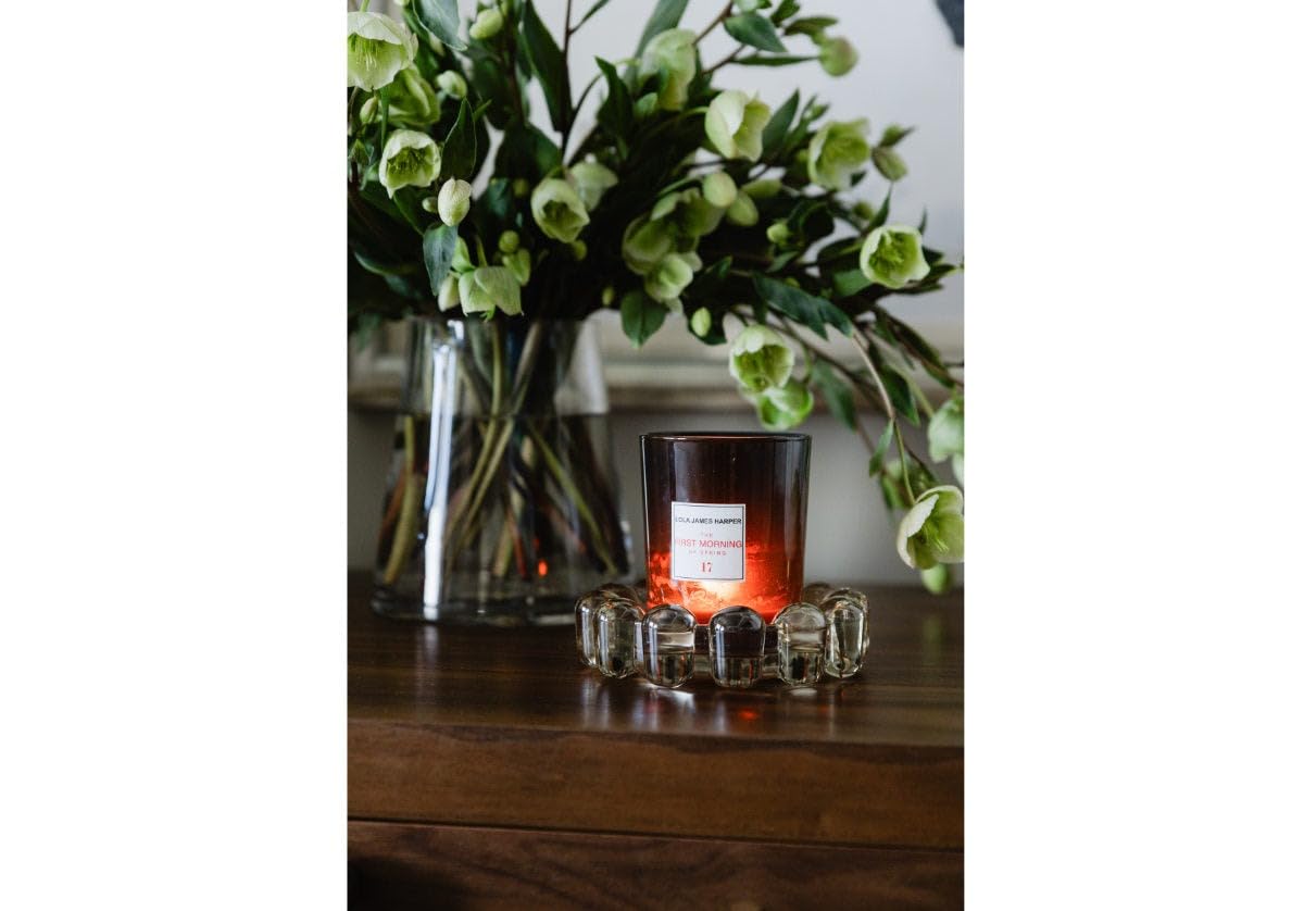 Alice Lane Original Bubble Candle Dish – Chic Smoky Glass Candle Dish for Home Decor – Decorative Modern Candle Holder for Small Candles & Diffusers