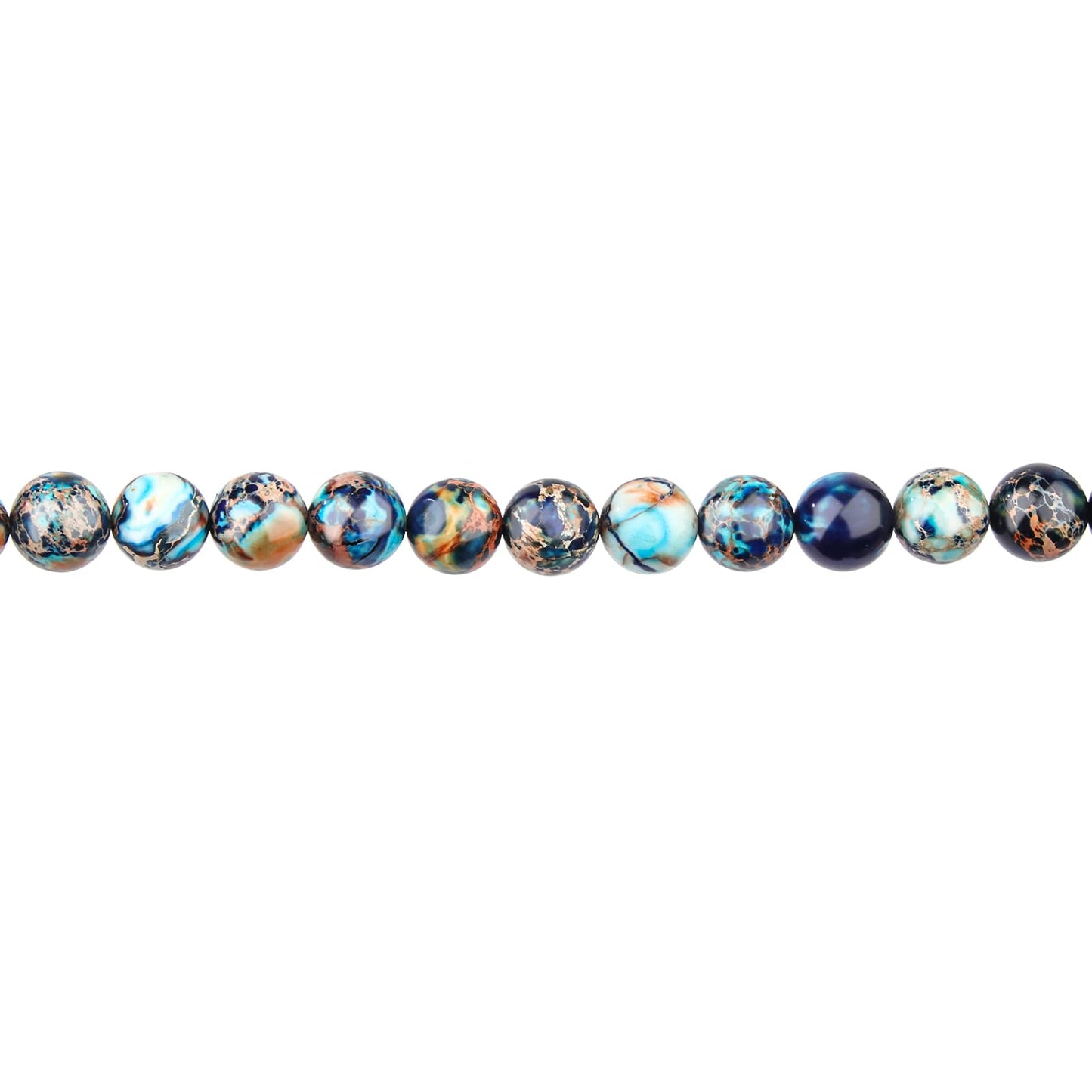 Filluck Natural Stone Beads 8mm Mixed Blue Imperial Jasper Polished Round Smooth Gemstone Beads for Jewelry Making Adults 15 Inch(Mixed Blue Imperial Jasper,8mm)