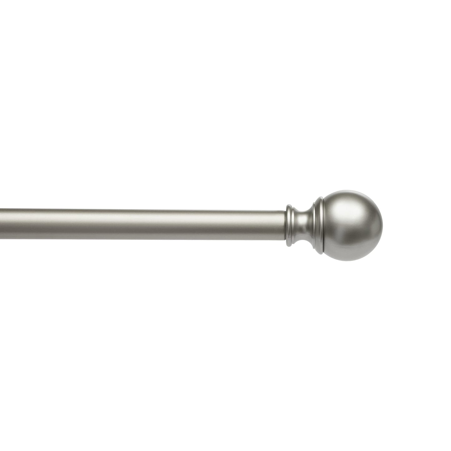 Amazon Basics Sturdy Adjustable Curtain Rod for Windows with Round Finials, Easy Installation, 1-Inch Rod, 36" to 72", Nickel, 1-Pack