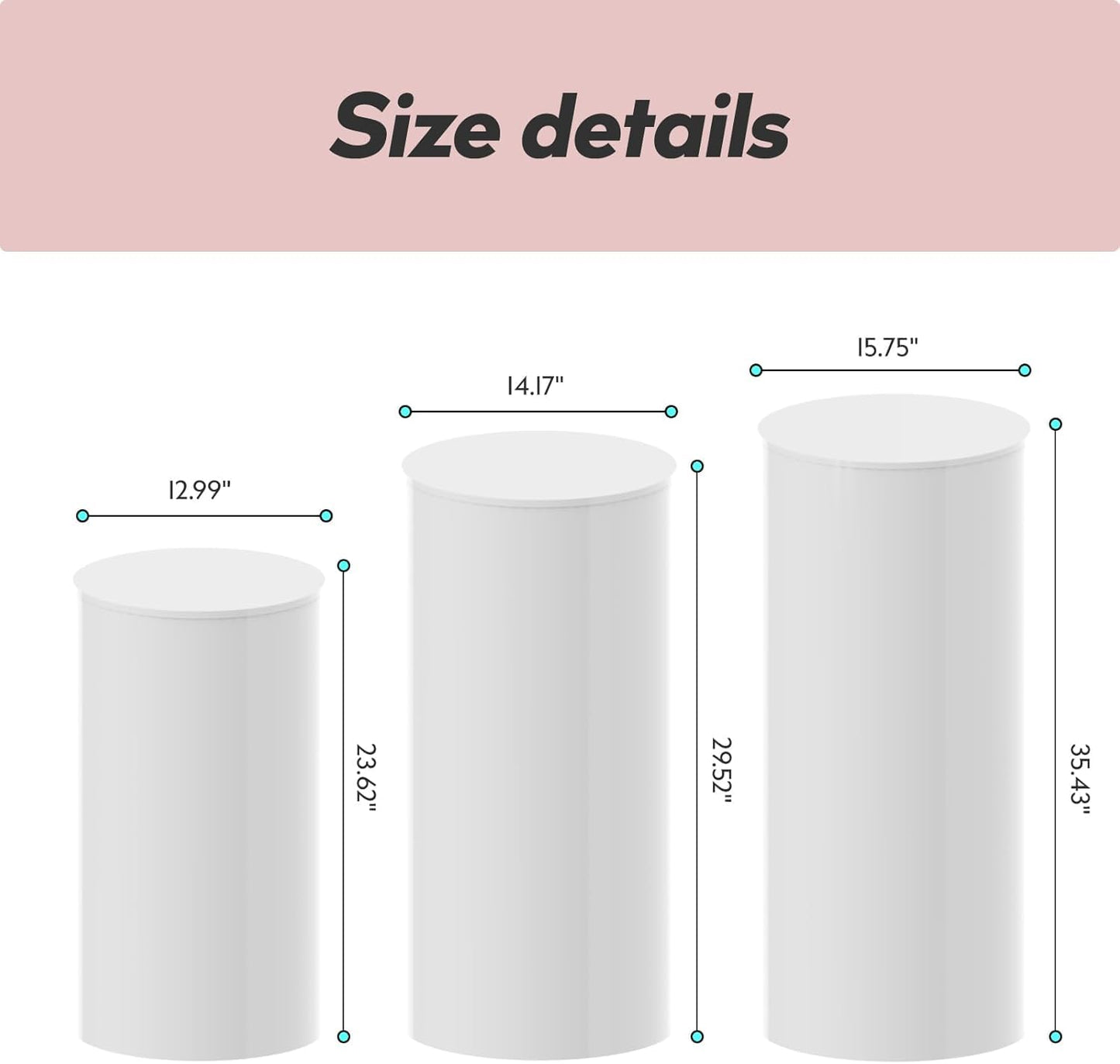 Sedeke 3PC Cylinder Pedestal for Party, Large White Cake Stand, Pedestal Display Plinth Pillars for Wedding Ceremony Birthday Party Art Decor--35.4''(L),29.5''(M),23.6''(S)