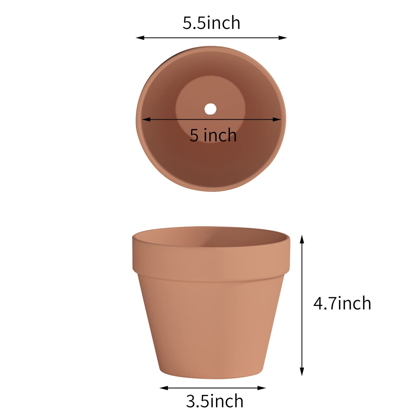 Fcacti 5.5 Inch Clay Pot for Plant with Drainage Hole - 8 Pack Large Terra Cotta Plant Pot, Clay Ceramic Pottery Planter Cactus Flower Pots Succulent Pot, Terracotta Pot for Indoor Outdoor Plant