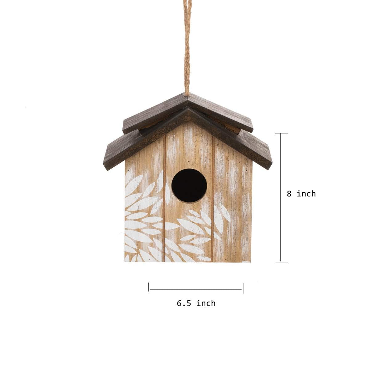 Topadorn Wooden Bird House Hanging Outdoor,Eco Friendly Materials and Decorative with Leaves Printed