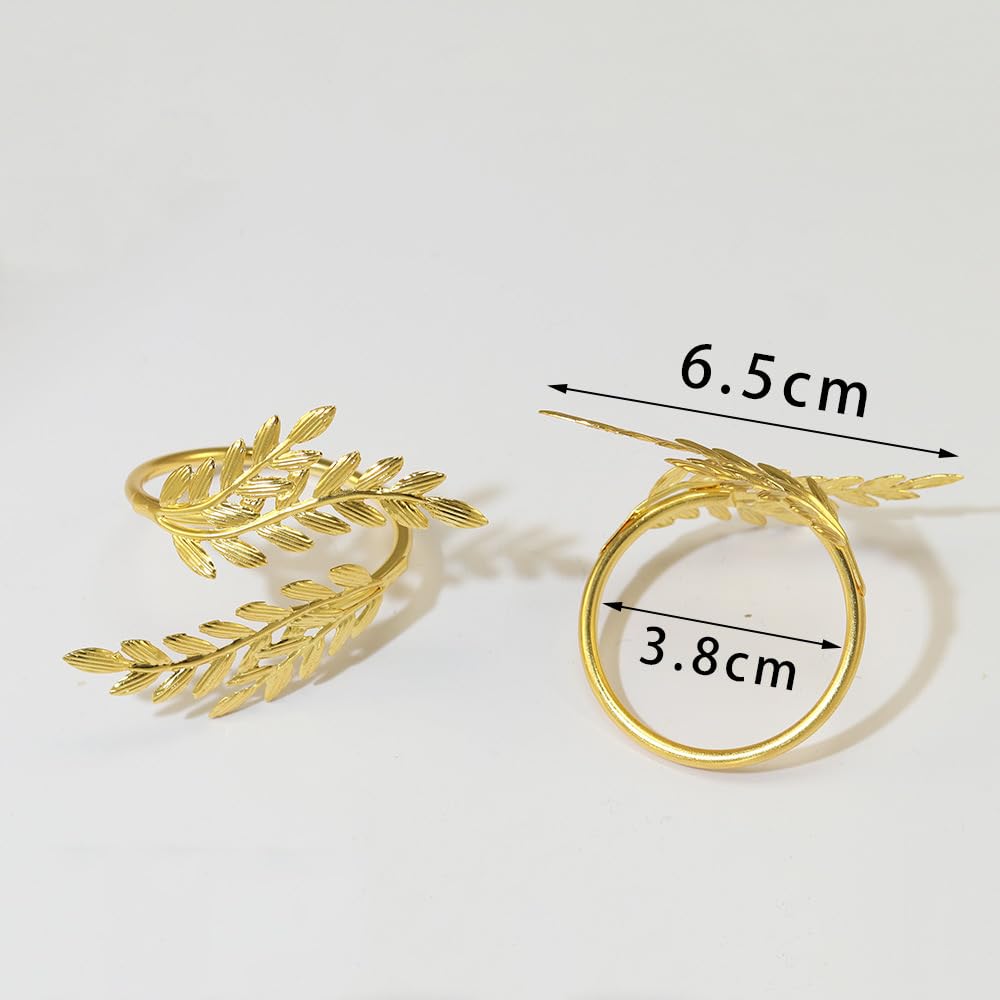 14K Gold Napkin Rings Set of 12,Metal Gold Leaf Napkins Rings Holder Buckles for Thanksgiving Christmas Napkin Rings for Wedding,Banquet,Party Dinner Table Decor