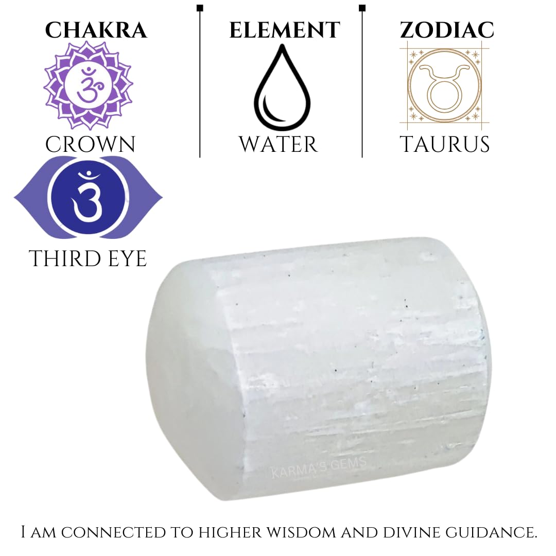 Karma Gems Selenite Tumbled Stones Natural Crystal Kit for Reiki Healing Crystal Polished, Tumble Stones, Chakra Balancing, Reiki Gift, Home Decor (15-25 MM)