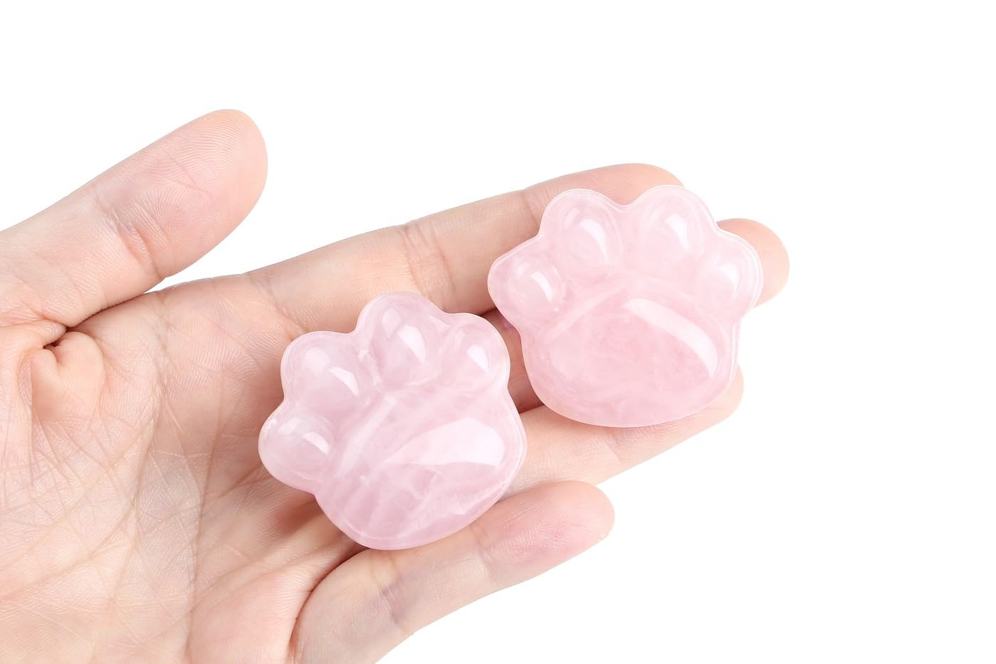 NUKAYAI Rose Quartz Cat Paw Crystal Statue Carved Figurines Worry Stones Natural Crystals and Healing Stones Decor Cat Sculpture Spiritual Cute Stone Pink Cat Lover for Women