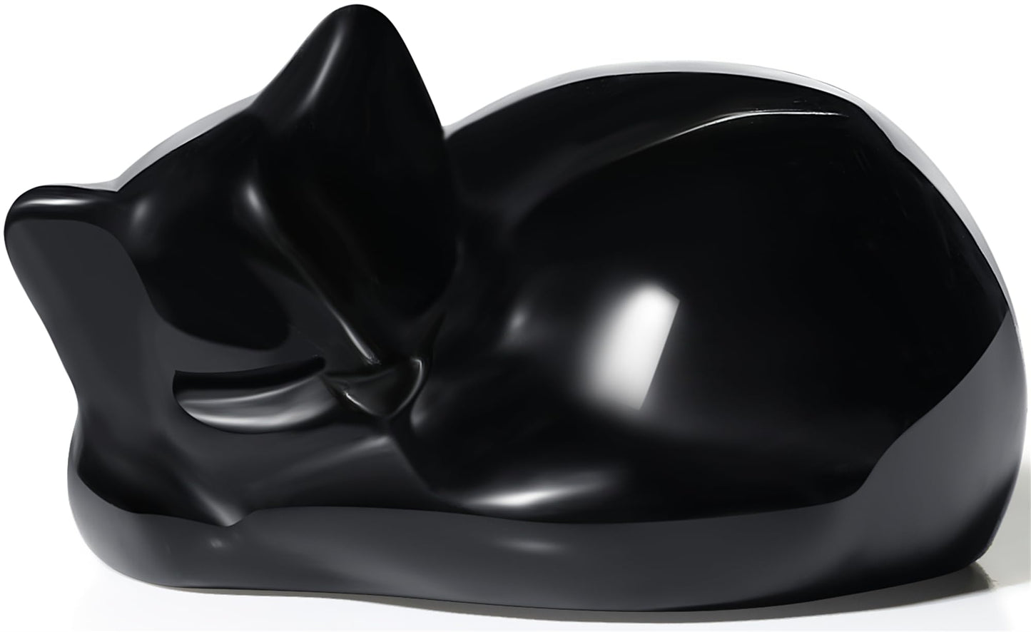 YATOJUZI 2" Black Cat Ornament Decor Obsidian Sleeping Cats Accessories Polished Gemstones Hand-Carved Cute Animal Statues Figurine Home Office Desk Decor Lucky Reiki Black Cat Gifts for Women