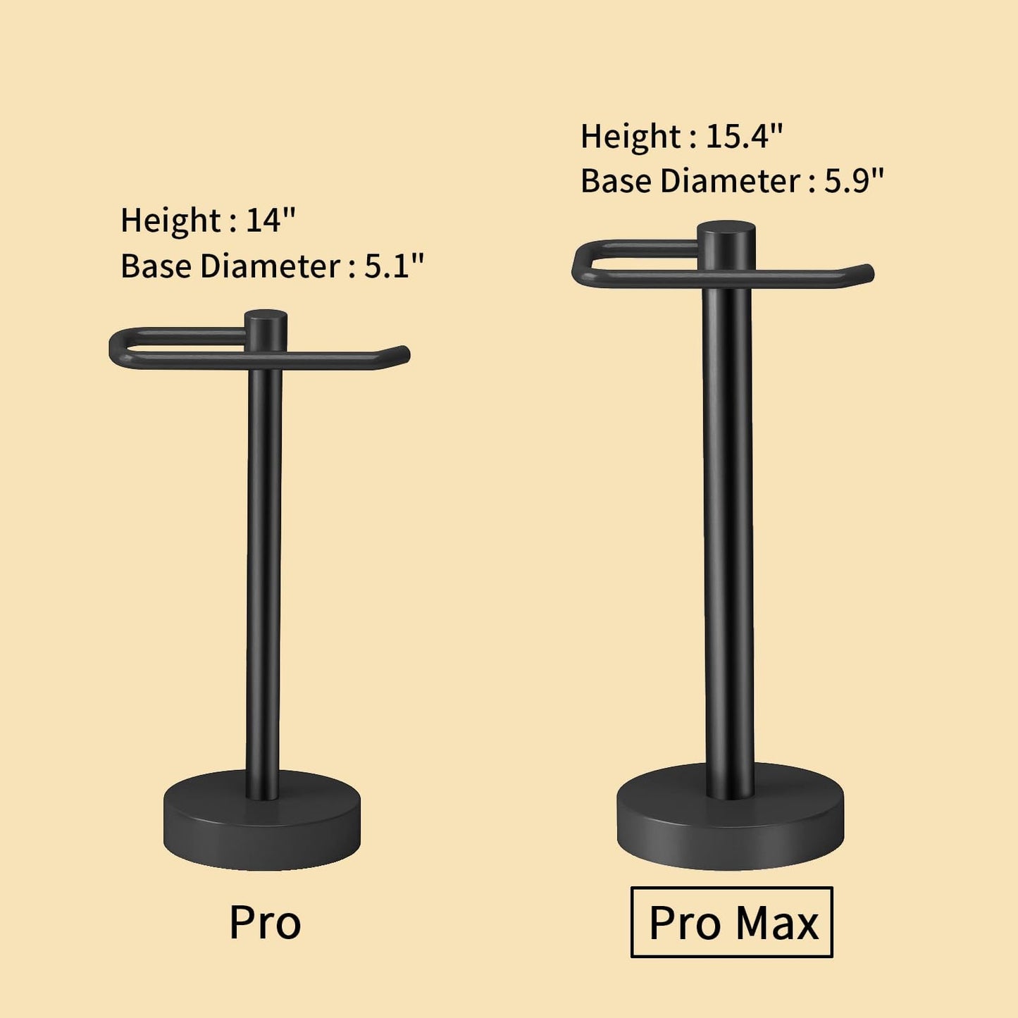 YUMORE Hand Towel Holder Stand Countertop Towel Rack Free Standing Towel Bar Hanger for Bathroom Kitchen Pro Max Matte Black
