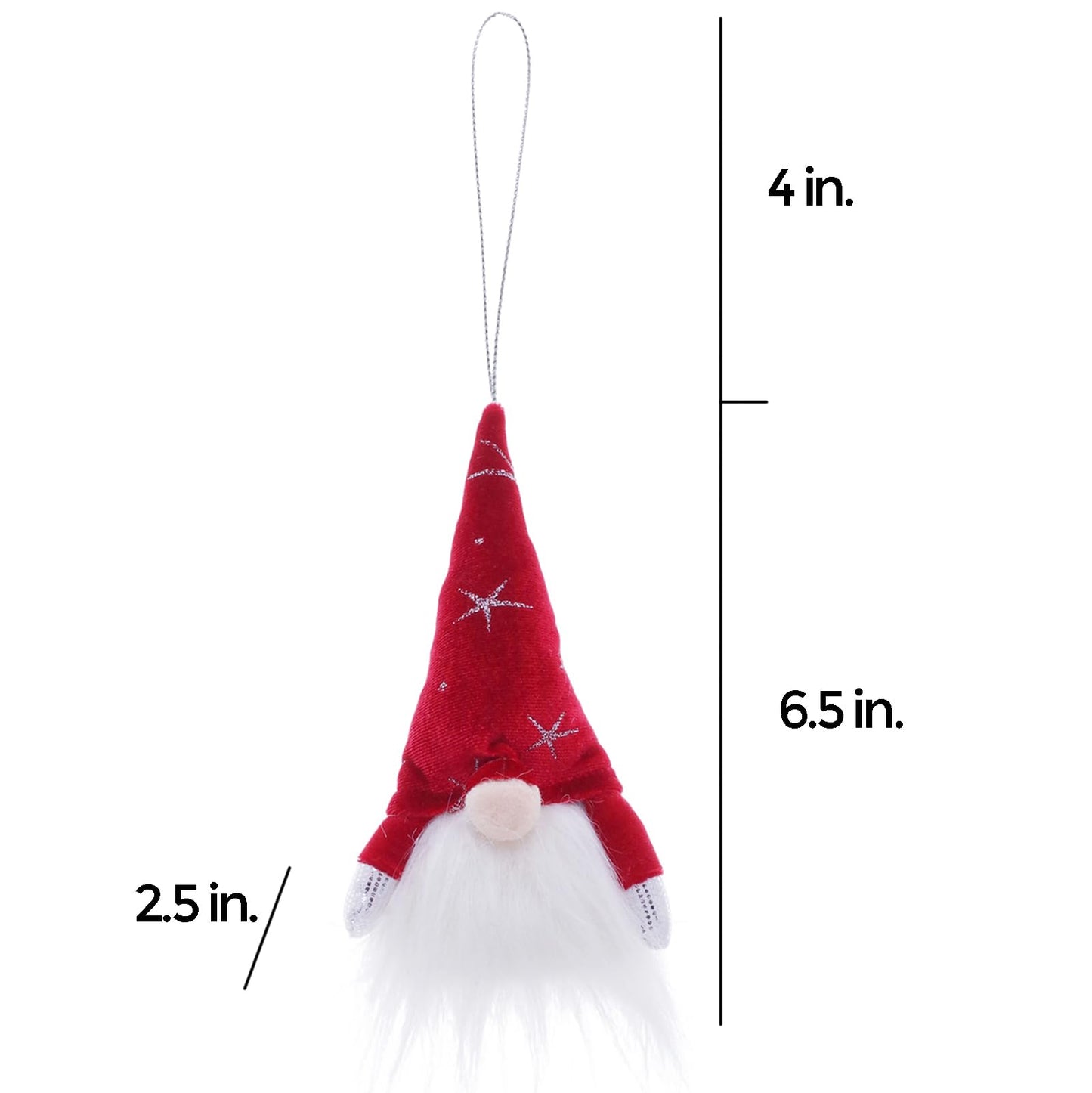 Etistta 6PCS Gnome Christmas Ornaments, 6.5 inch Velvet Christmas Tree Ornaments with Led Lights, Christmas Hanging Decorations