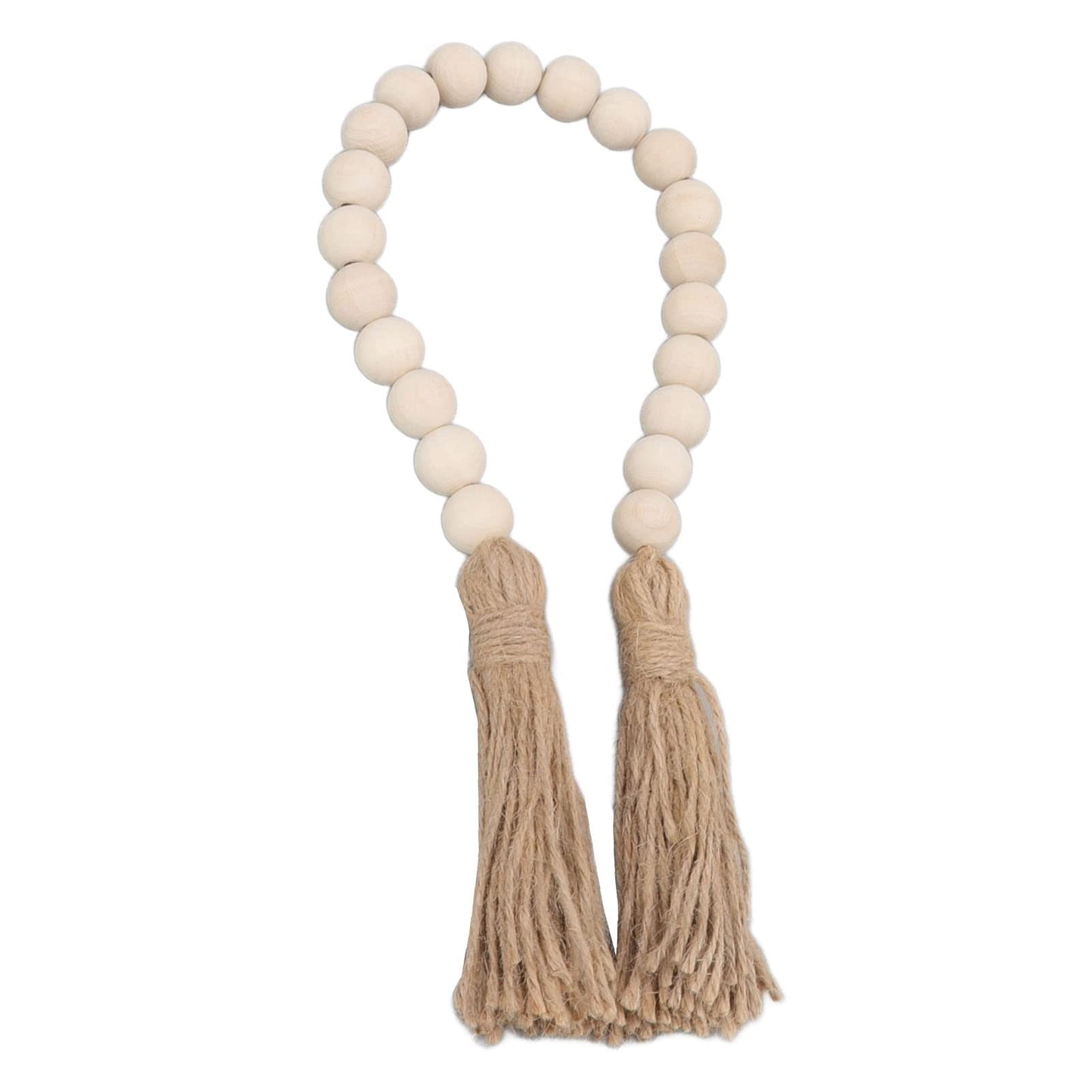 Buachois Farmhouse Beads 24in Wood Bead Garland with Tassels Rustic Country Decor Prayer Wall Hanging Bead Decoration for Gifts Ornamen