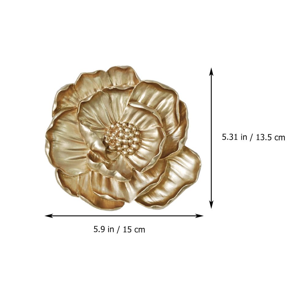 Holibanna Gold Resin Flower Wall Decor 3D Peony Sculpture for Home Living Room Bedroom Wall Art Accent 5.90X5.31X1.18 Inches