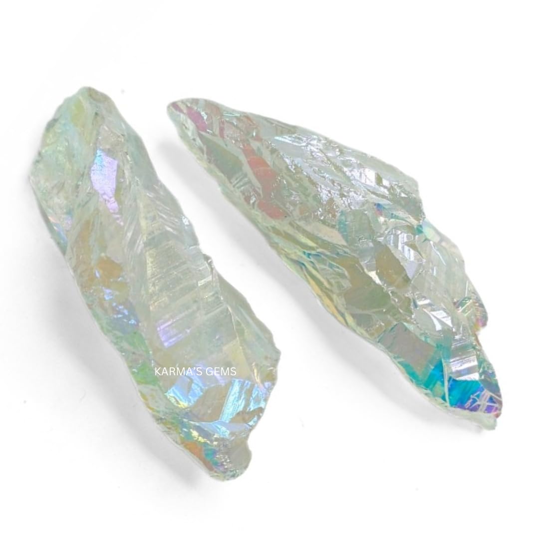 Crystals, Rocks, Jade, Crystals and Healing Stones, Witchcraft Supplies, Healing Crystals, Stones, Healing Stones, Rock Collection, Agate, Raw Stones (Angel Aura Quartz, 2 Pcs)