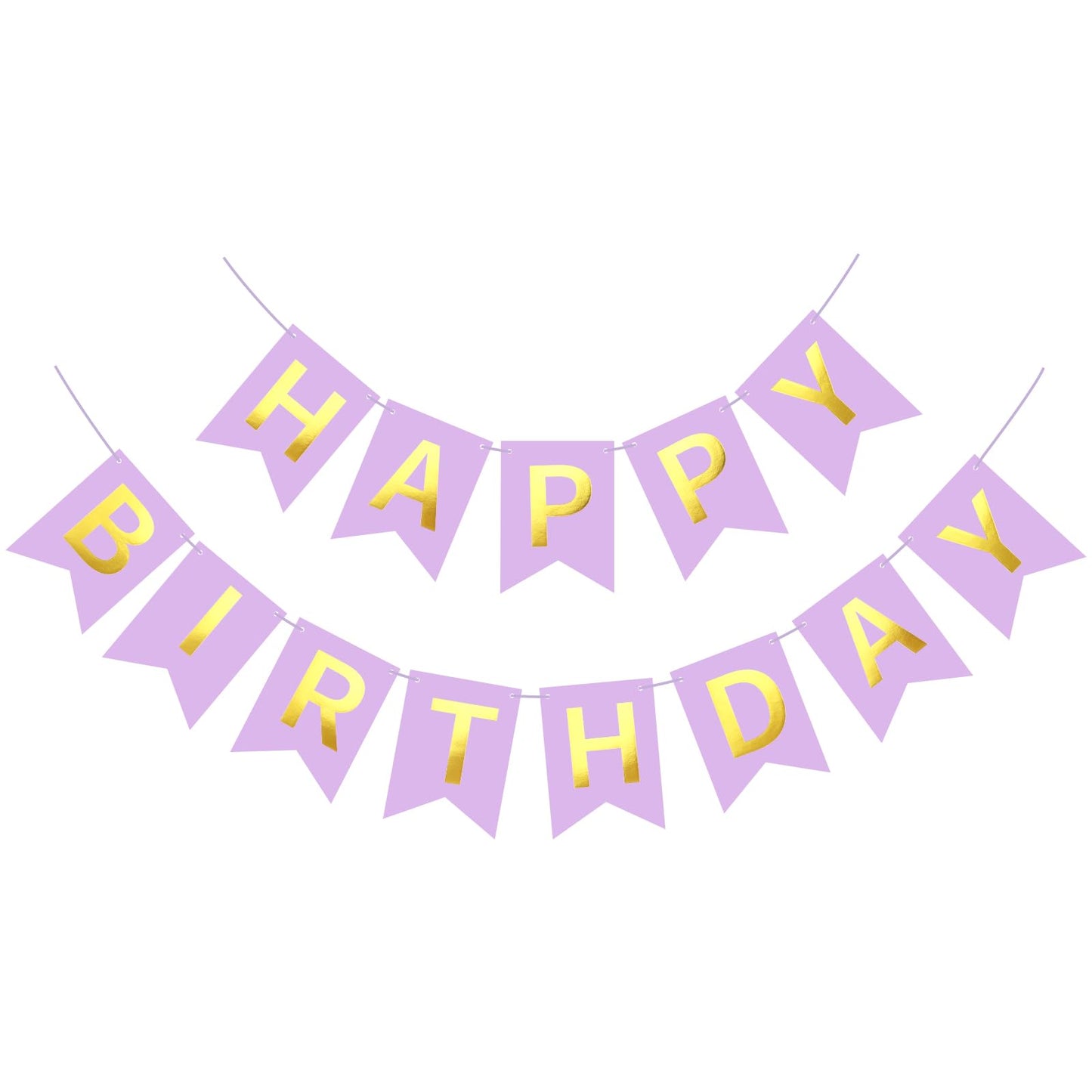 JHZMCRX Happy Birthday Banner Sign Birthday Garland Wall Door Banner Flag Name Signs for Women Men Boys Girls Birthday Party Backdrop Decorations Golden Letters Light Purple