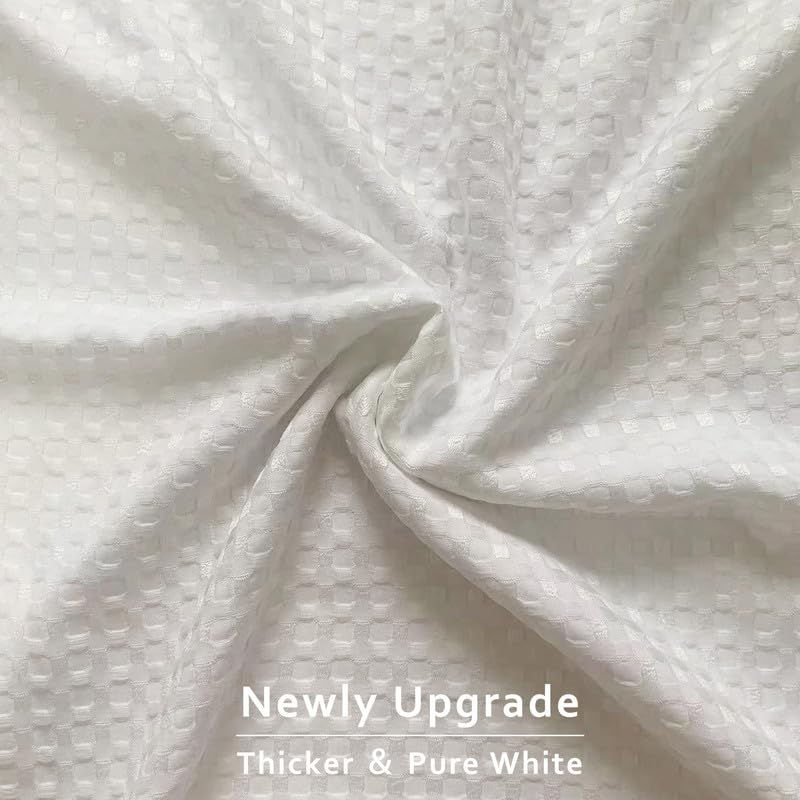 MIYE Pleated Waffle Weave Bed Skirt, Tailored Dust Ruffle 16 Inch Drop Easy Fit, Machine Washable, No Split Corners (White, King - 16" Drop)
