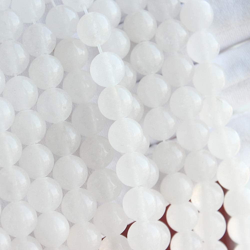 MJDCB Beads for Energy Bracelets Yoga Bracelet DIY Bracelet Natural Stone Beads White Jade 60 Pieces, 6mm