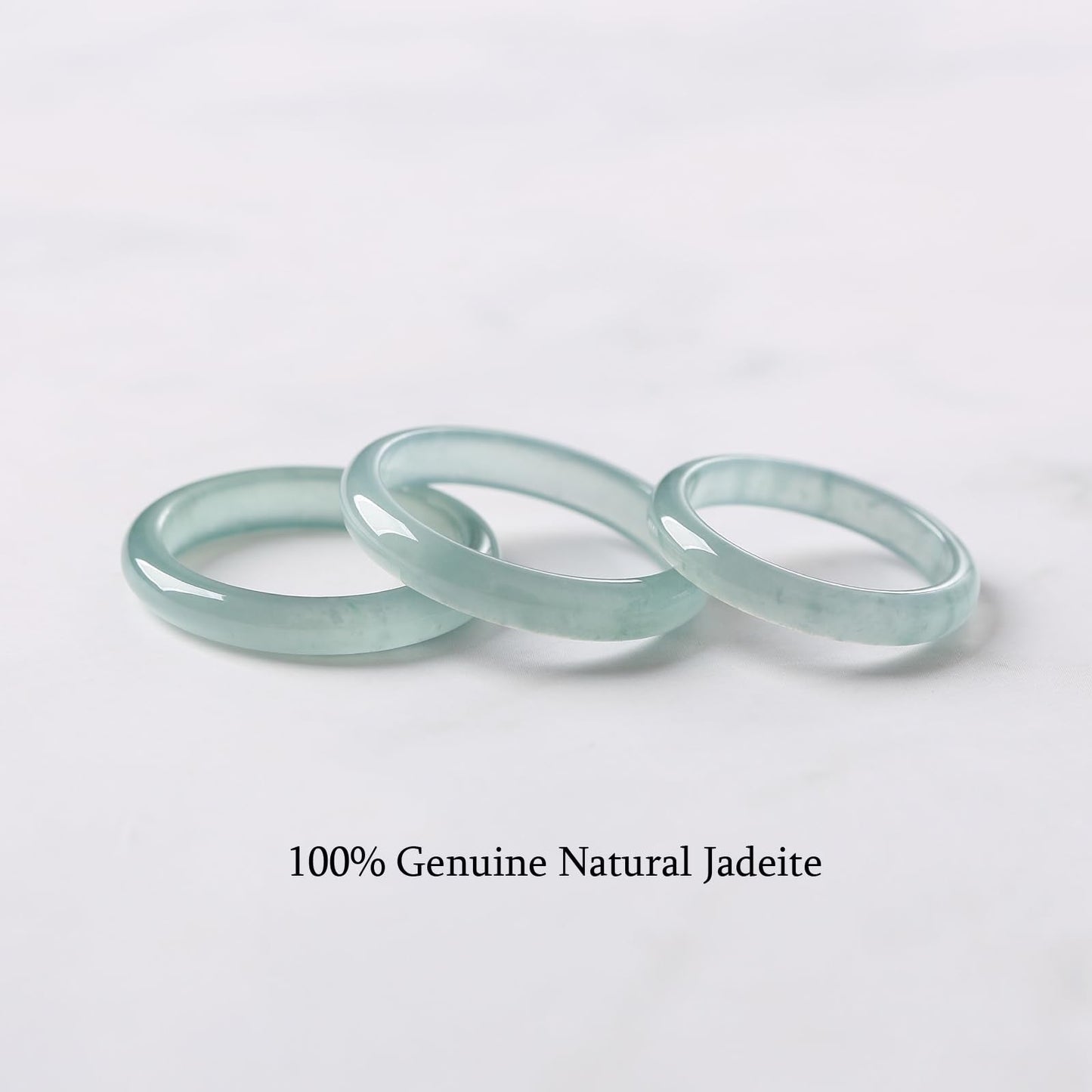 QVFVJA Real Jade Rings for Women Men Genuine Icy Jadeite Light Green Natural Stone Band Ring Good Luck Jewelry for Mom Wife Birthday Christmas Valentine's Day Gifts