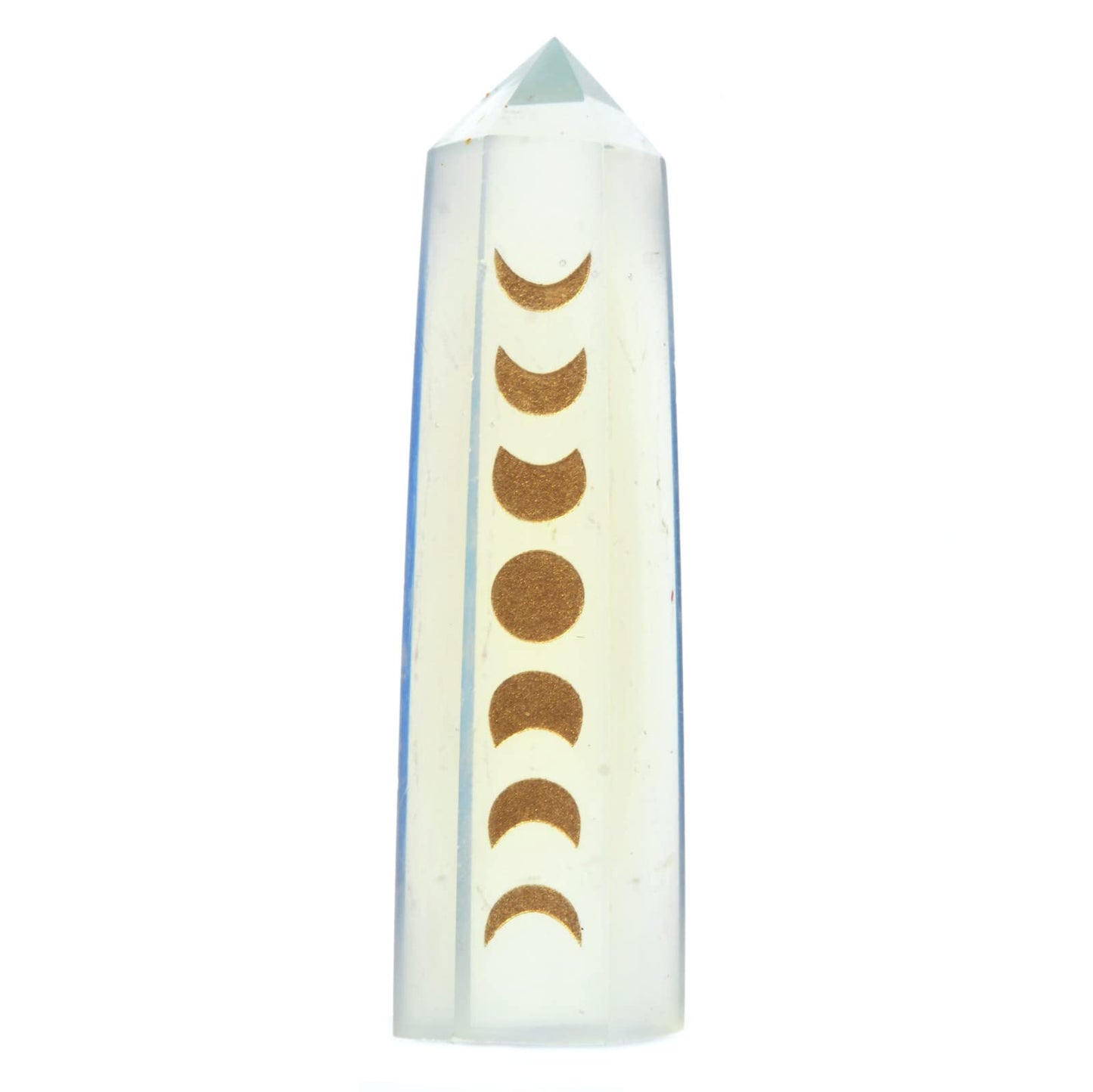 Synthetic Opalite Phase of The Moon Phase Lunar Crystal Tower Healing Crystal Wand For Spiritual Use Hexagonal Point Reiki Chakra Gemstone Home Office Decor