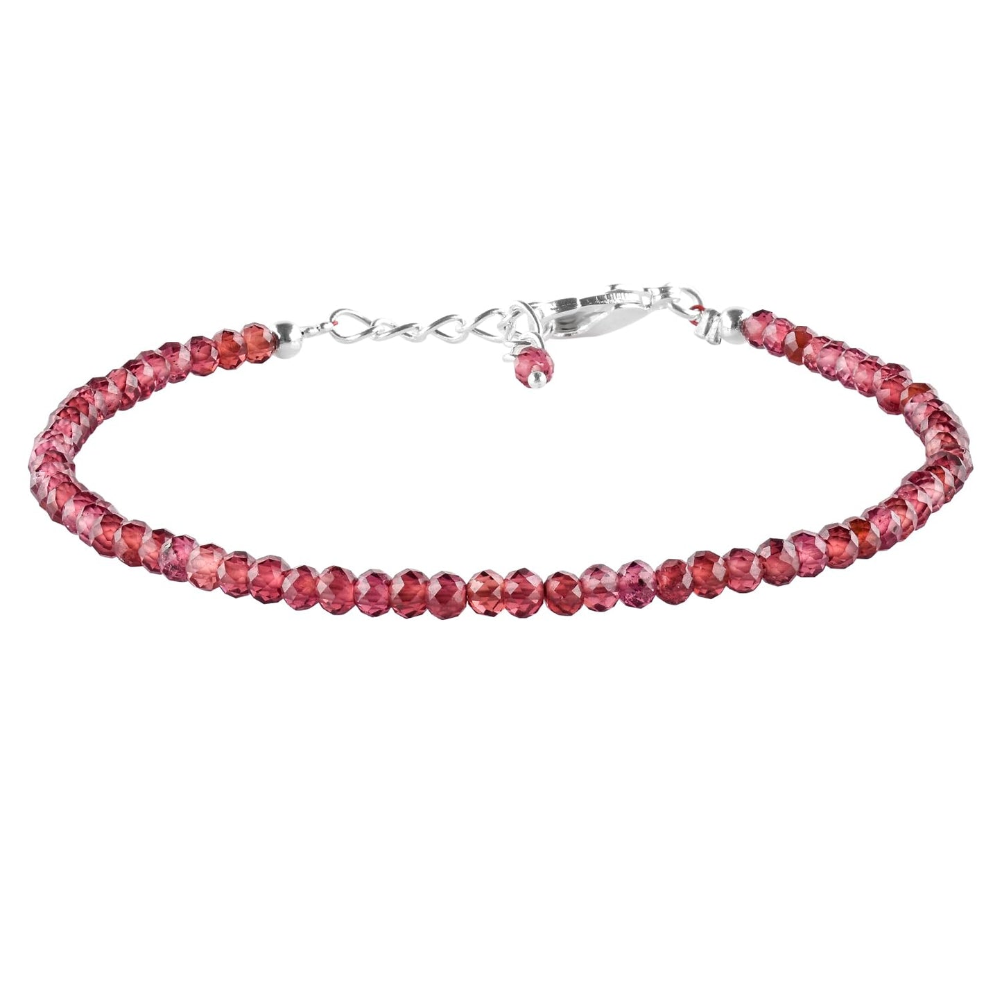 Yanara Garnet Stone Bracelets For Women Beads Jewelry for Women January Birthstone, Chakra Energy Healing Crystals, Silver Plated Chain 8 inch