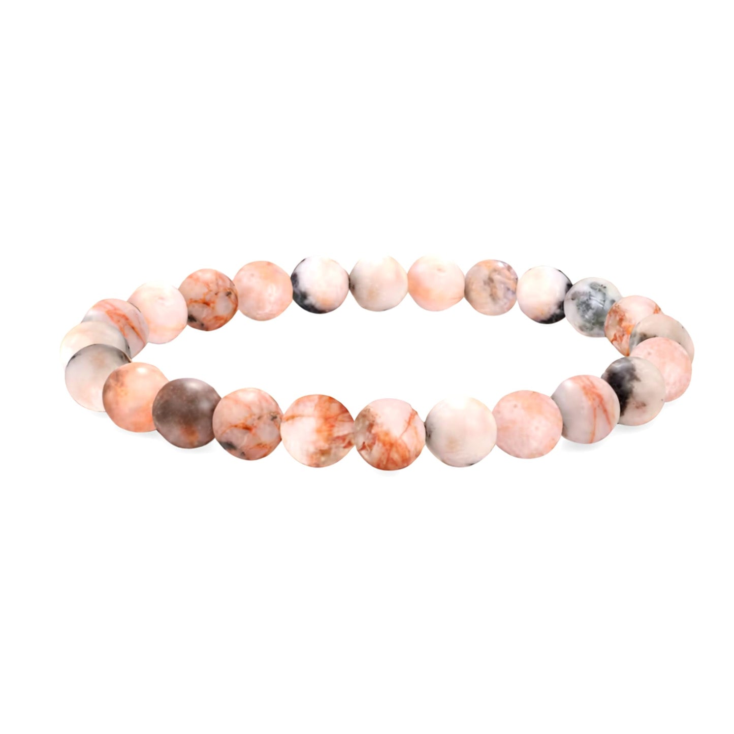 Elm City Direct 8mm Natural Stone Beaded Bracelet – Unisex Crystal Stretch Bracelets for Men & Women, Chakra & Healing Jewelry, Gift-Ready Beaded Bracelets (Pink Zebra Jasper, 8mm)