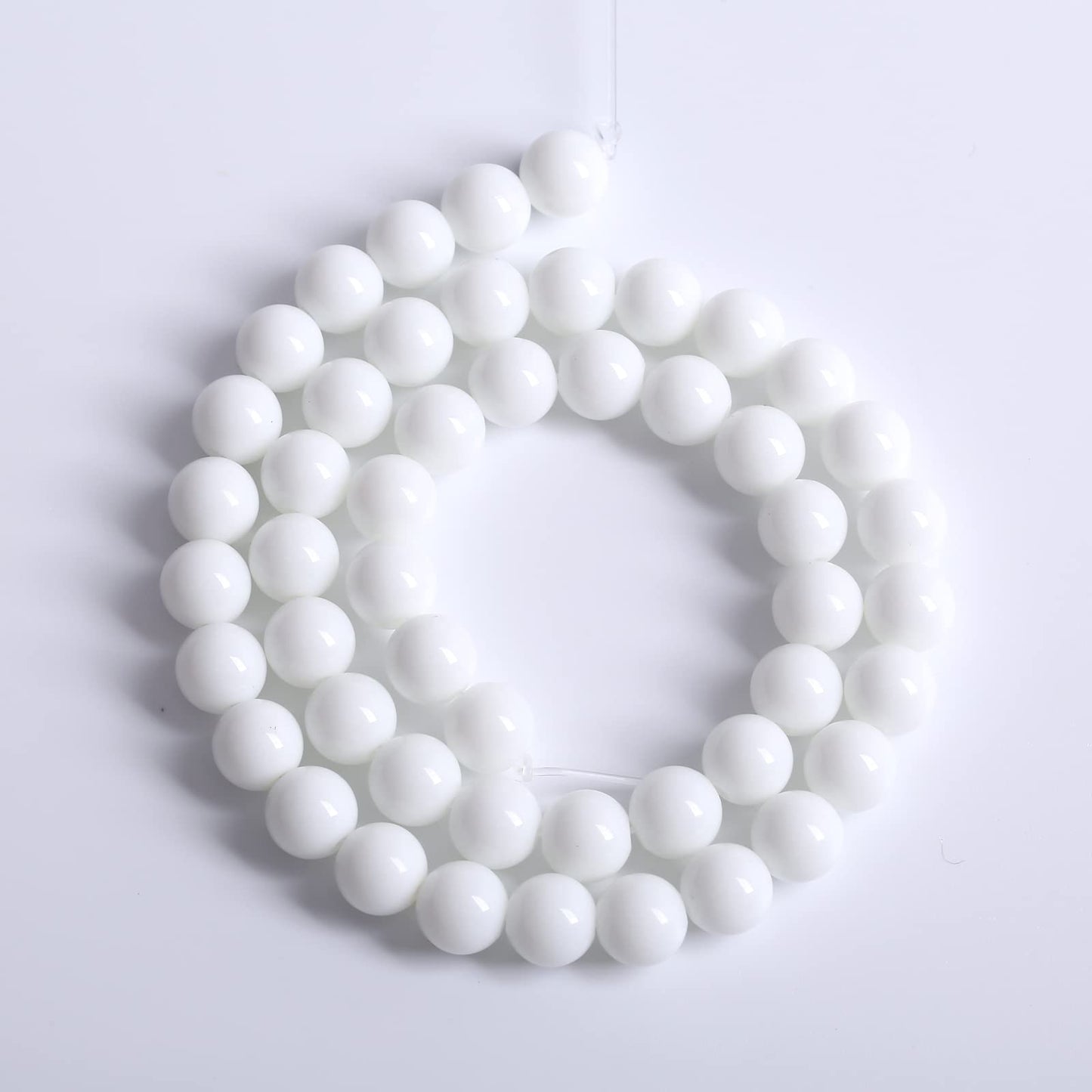 8mm 48pcs Natural White Porcelain Agates Stone Round Beads for Jewelry Making Spacer Loose Spacers Beads DIY Bracelets 15" Strand