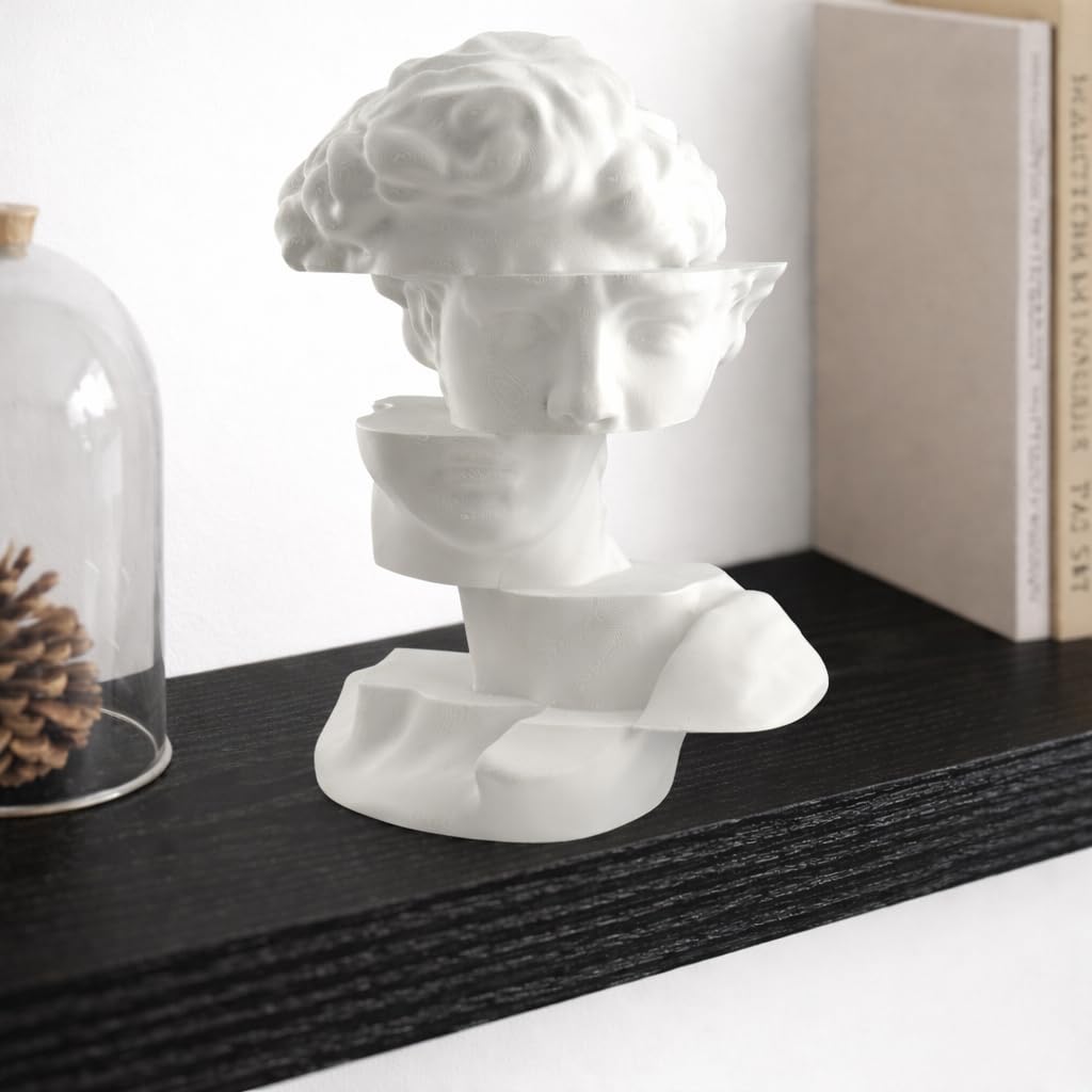 Delta Loom Bookshelf Decor Statue - Abstract Fragmented Bust Sculpture Aesthetic, Modern Greek David Head Art for Living Room, Office, Coffee Table, Desk & Shelf Home Decoration