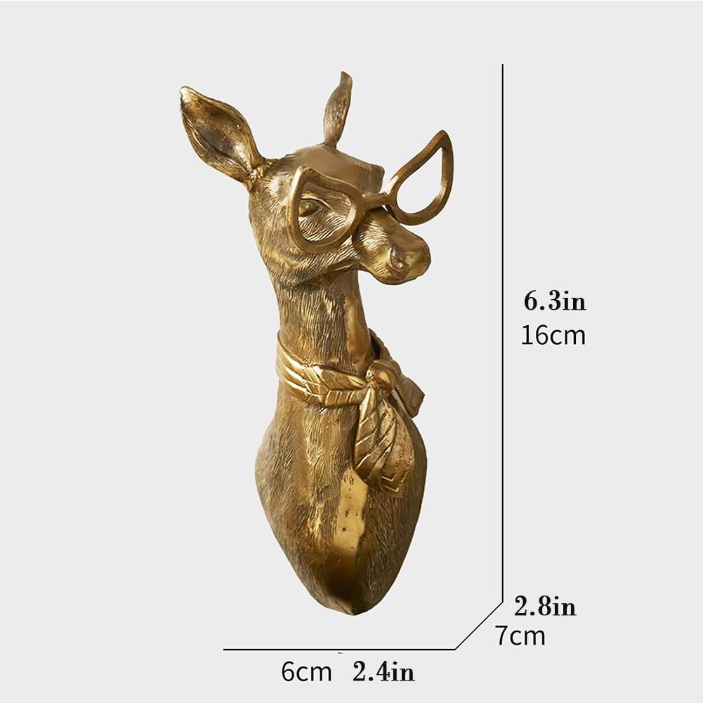 Animal Heads Wall Art Decor, 3D Wall Mount Ornament, Aesthetic Gold Wall Sculpture Home Decor, Resin Animal Head Wall Hanging Decoration for Family Living Room Bedroom Bathroom Kitchen Gift (Sheep)
