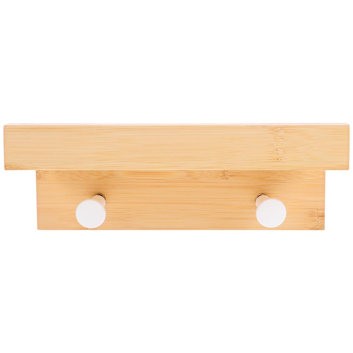TOYANDONA Wall Shelf with 2 Hooks Floating Wall Mount Rack Storage Organizer Natural Wood Simple for Home Décor and Entryway Key Holder