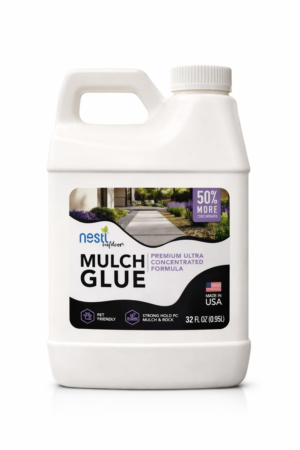 Nestl Mulch Glue for Landscaping – Ready-to-Use, Pet Safe, Pea Gravel Glue & Landscape Rock Glue Stabilizer, Stone Glue for Gravel, Pebbles, Bark, Mulch & Decorative Rock (32 Ounce)